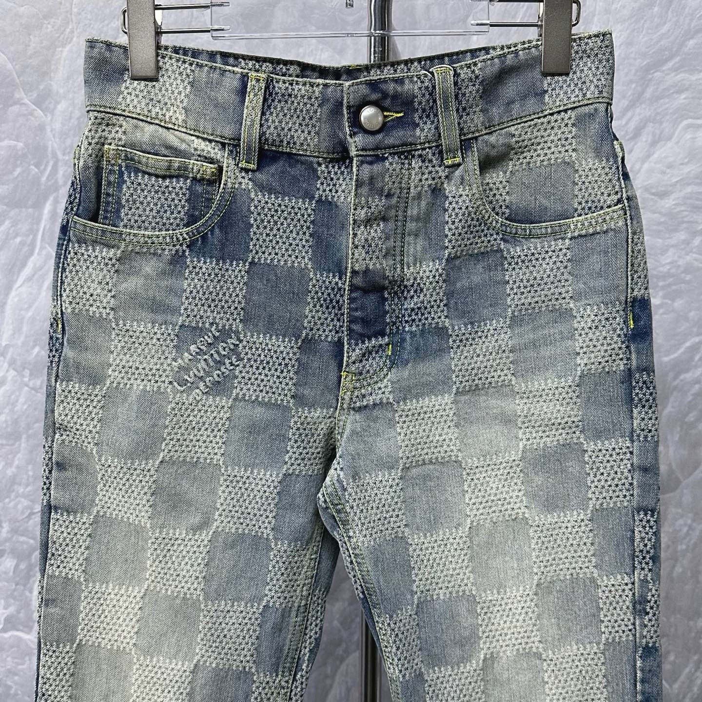 Louis Vuitton Checkerboard Flared Denim Pants — front