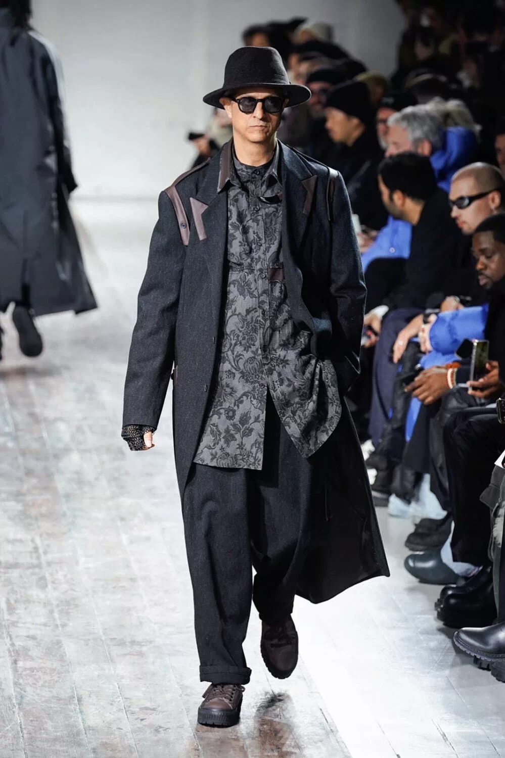 Yohji Yamamoto 24AW Deconstructed Leather Coat — front