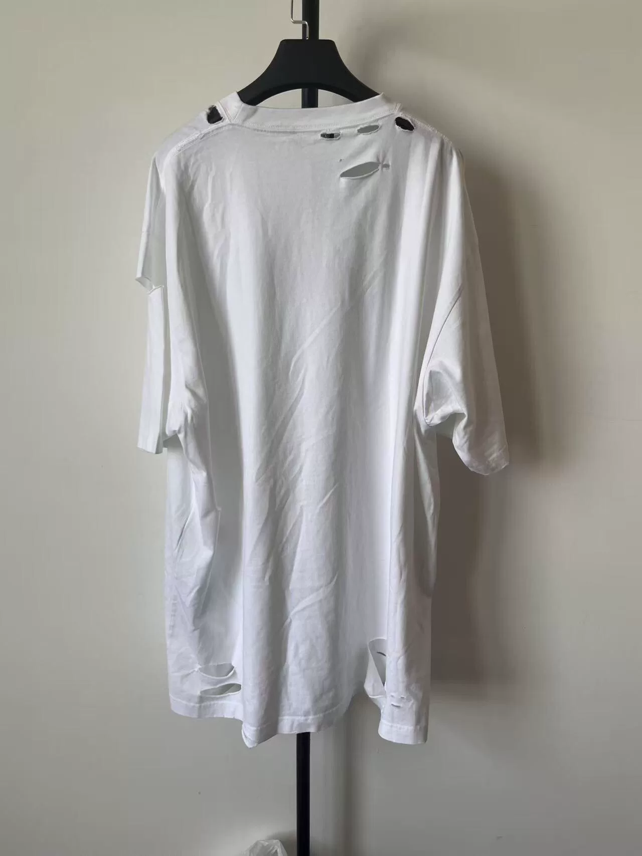 Balenciaga Destroyed White Logo T-shirt — front