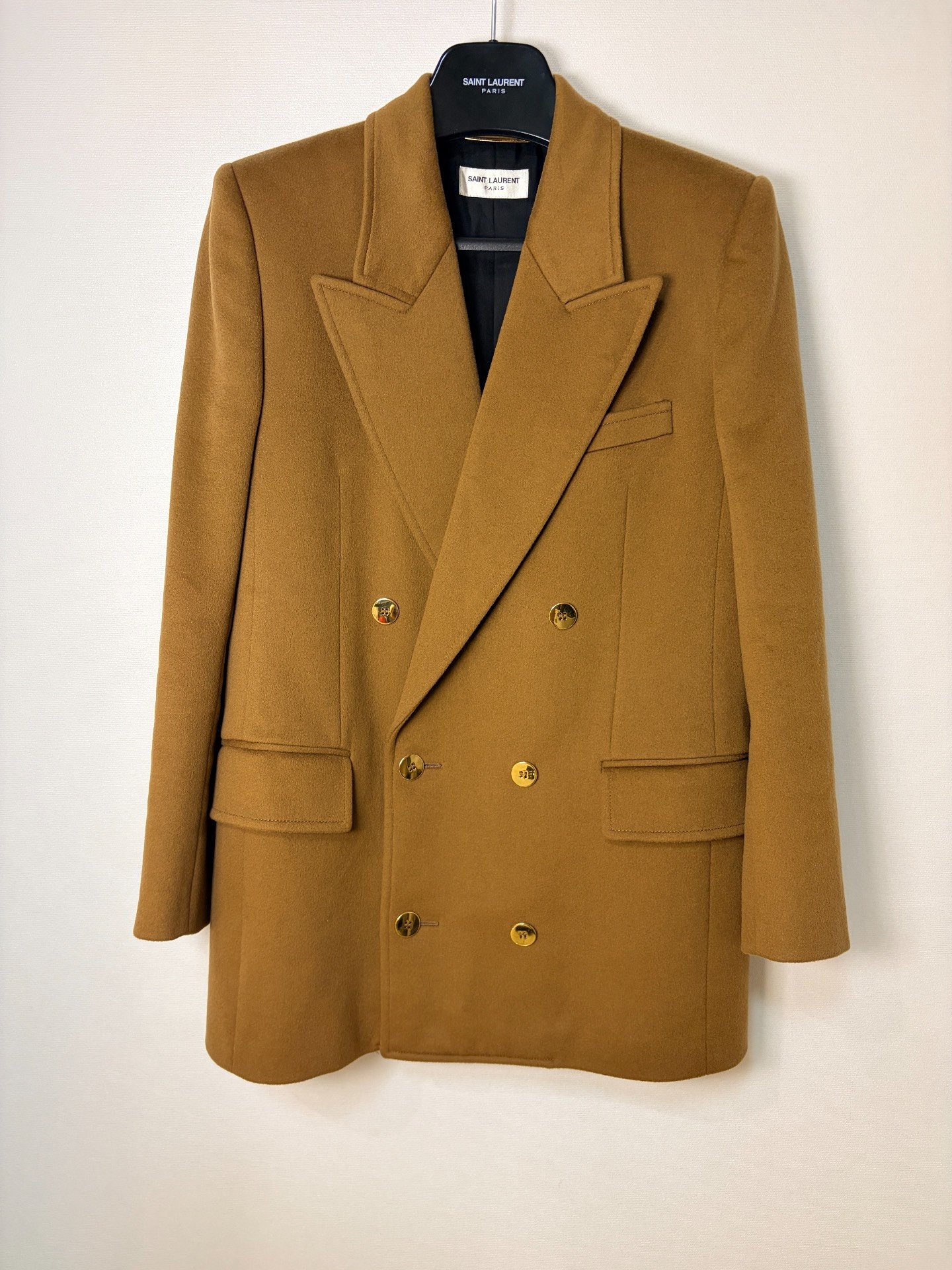 Saint Laurent Brown Wool Double-Breasted Coat