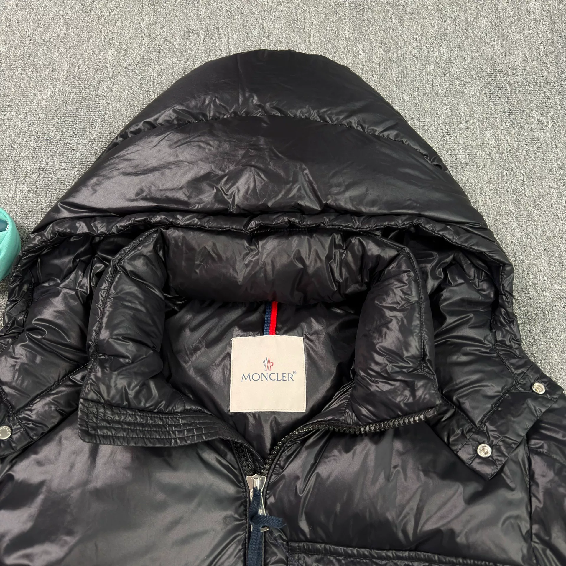 Moncler Wollaston Black Hooded Down Jacket — detail
