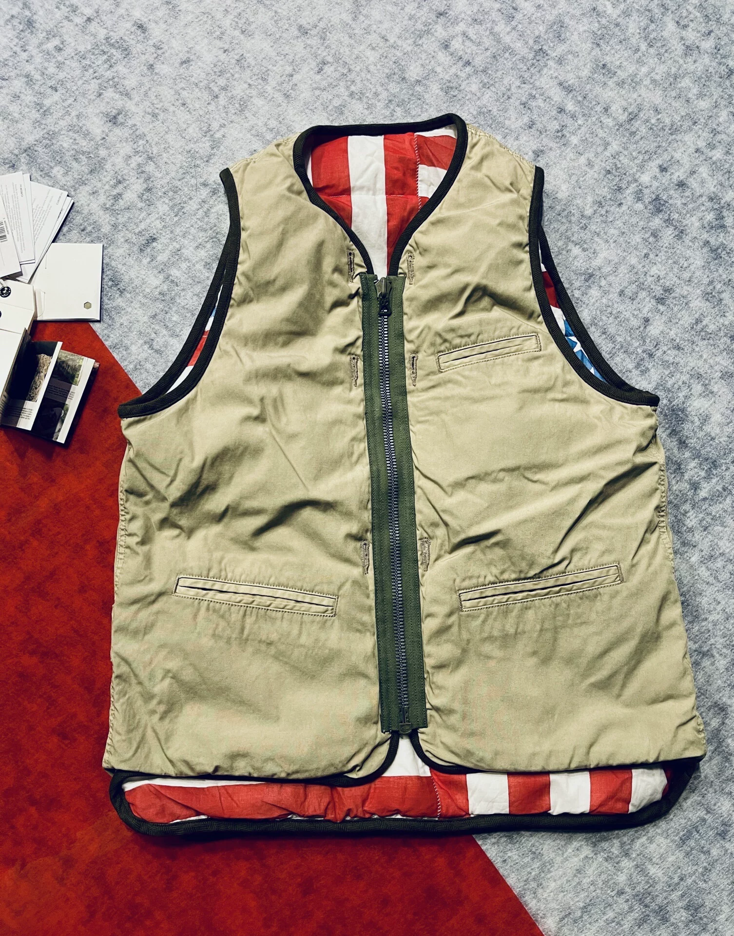 Visvim Liner Down Vest American Flag — label