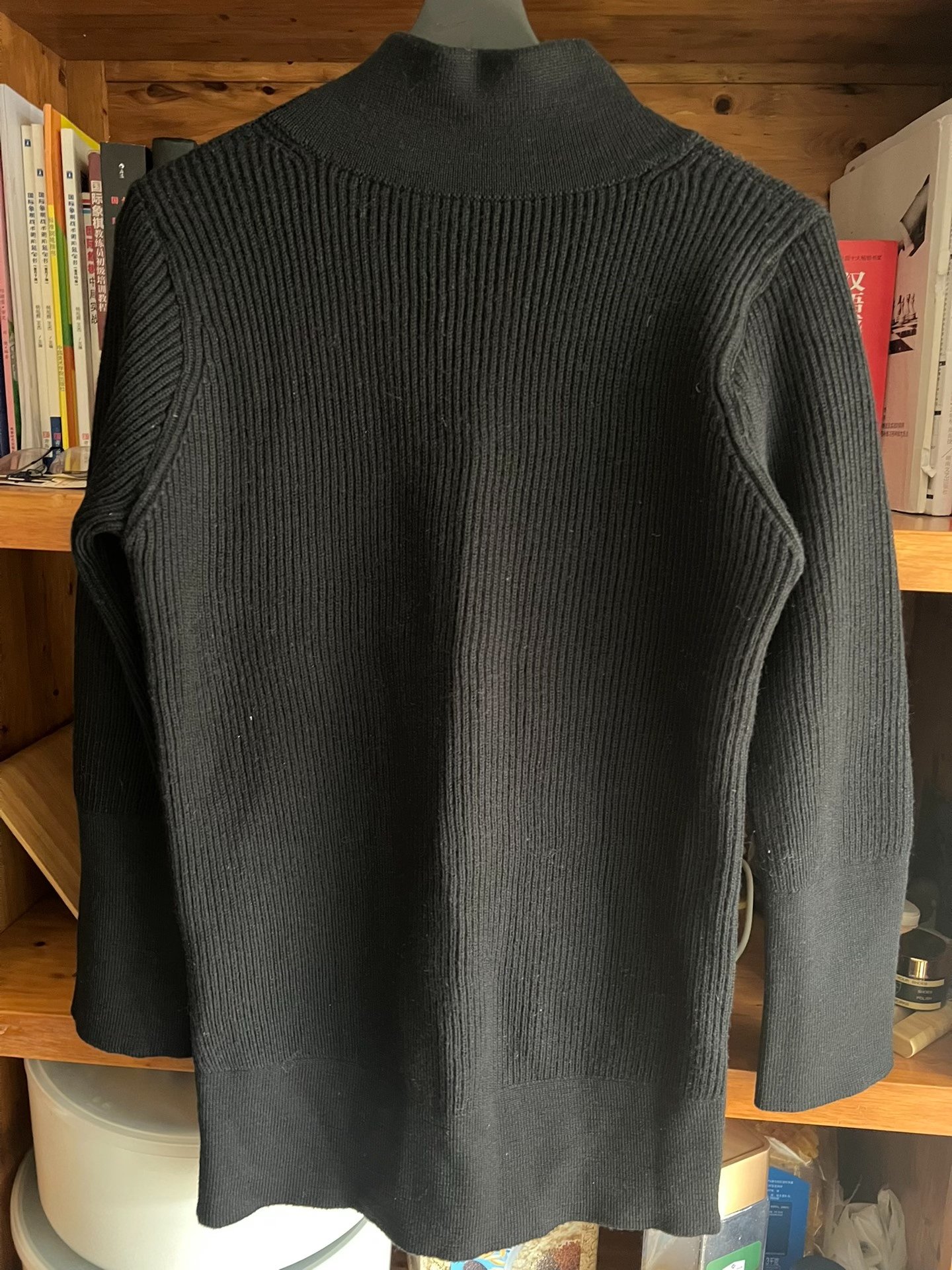 Margret Howell Black Mid-Length Wool Coat — label