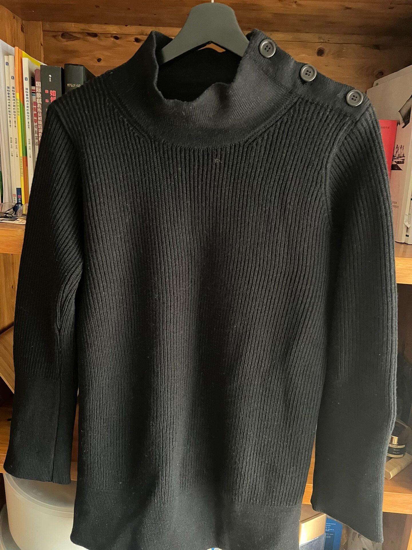 Margret Howell Black Mid-Length Wool Coat — back