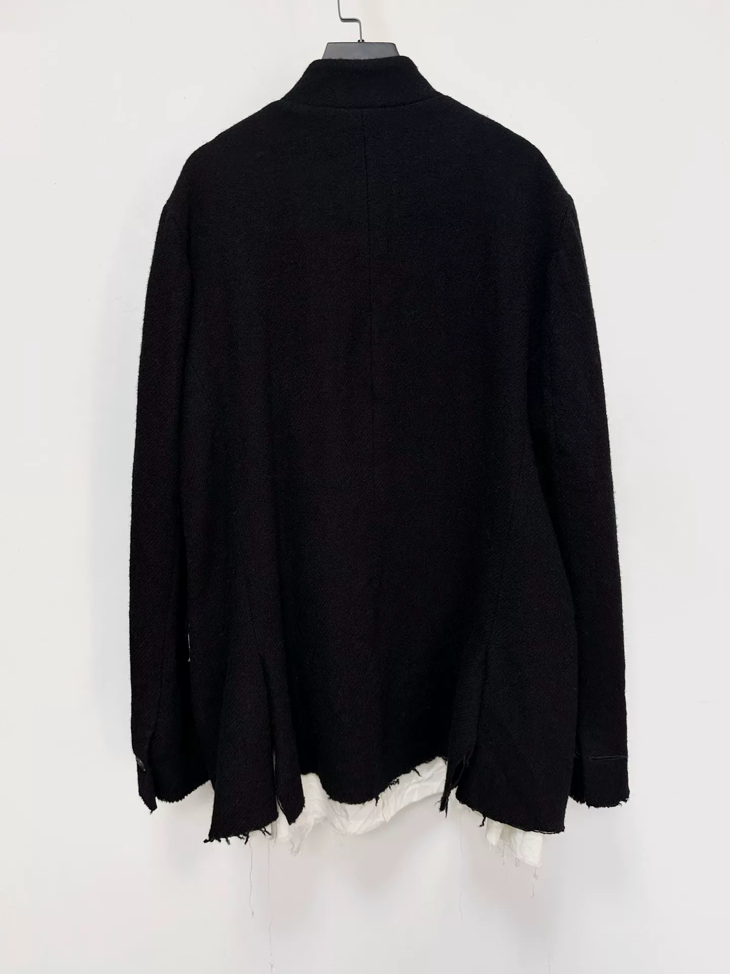 Elena Dawson Black Tweed Stand-Collar Blazer — front