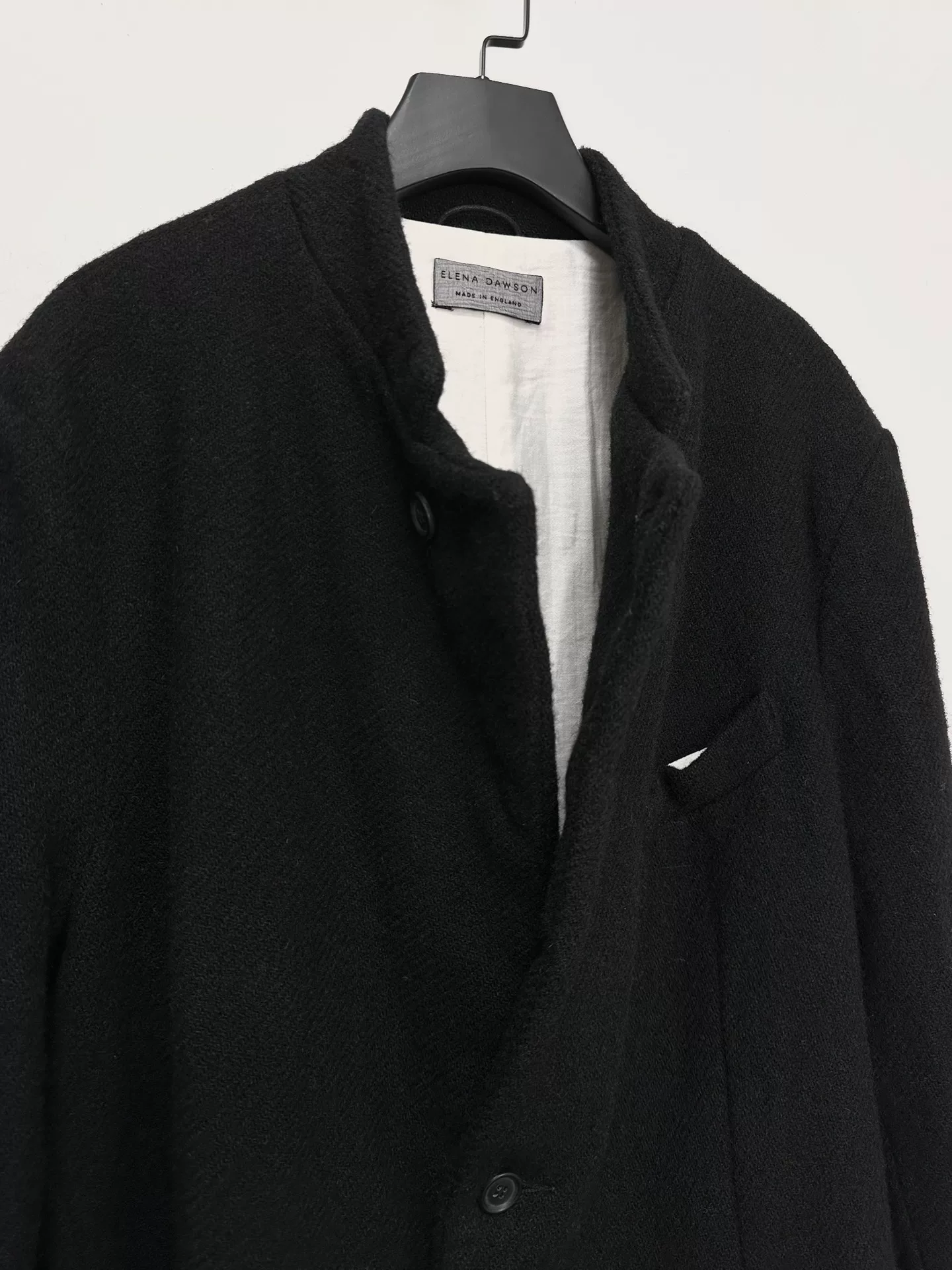 Elena Dawson Black Tweed Stand-Collar Blazer — label