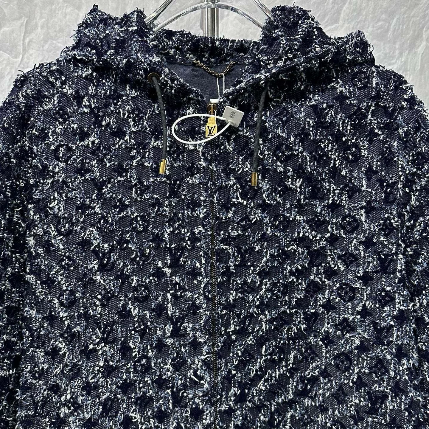Louis Vuitton FW25 Flocked Print Hooded Jacket — front