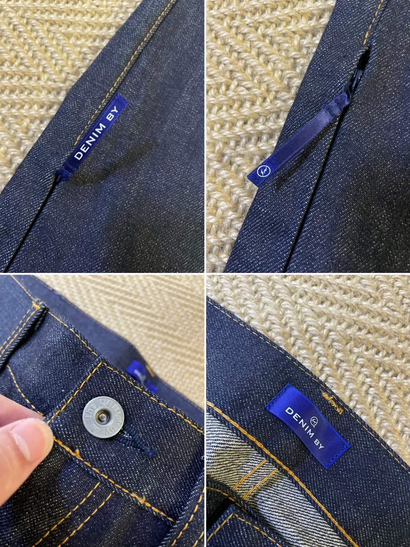 Vanquish & Fragment Embroidered Lightning Raw Denim Jeans — label