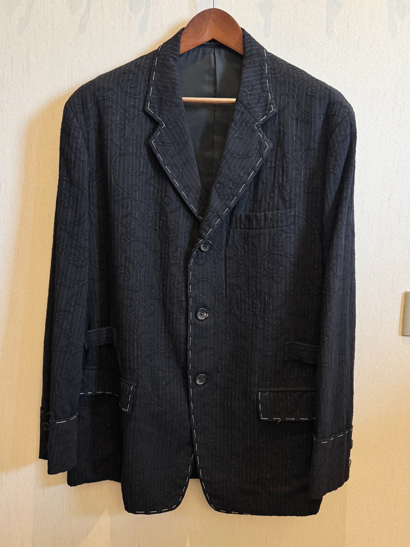 Yohji Yamamoto 98AW Tang Grass Jacquard Suit — front