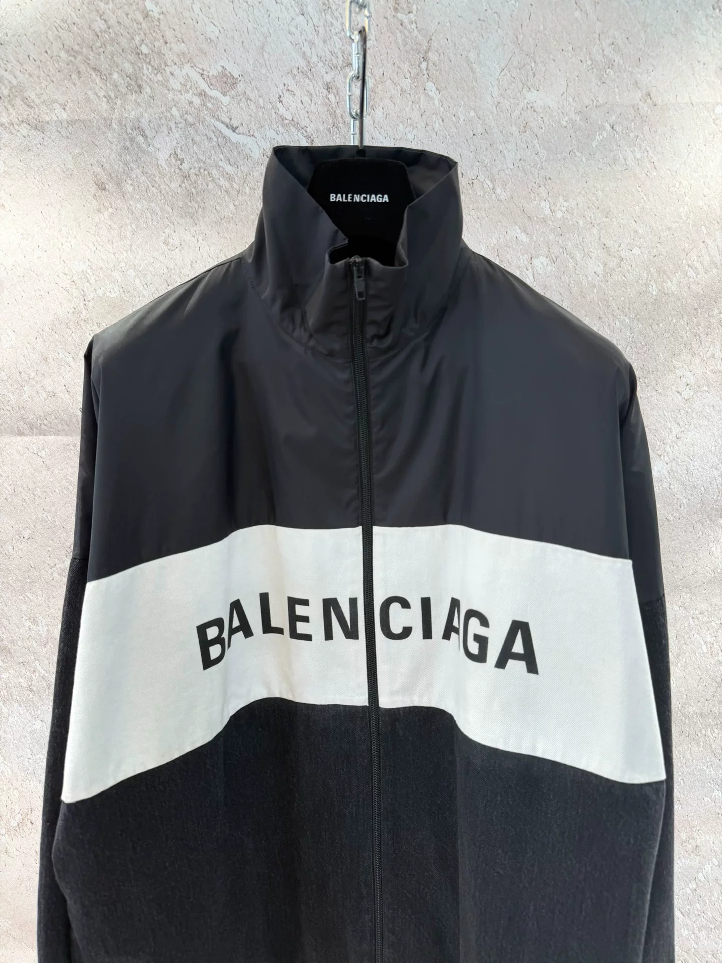 Balenciaga Black White Logo Jacket — front