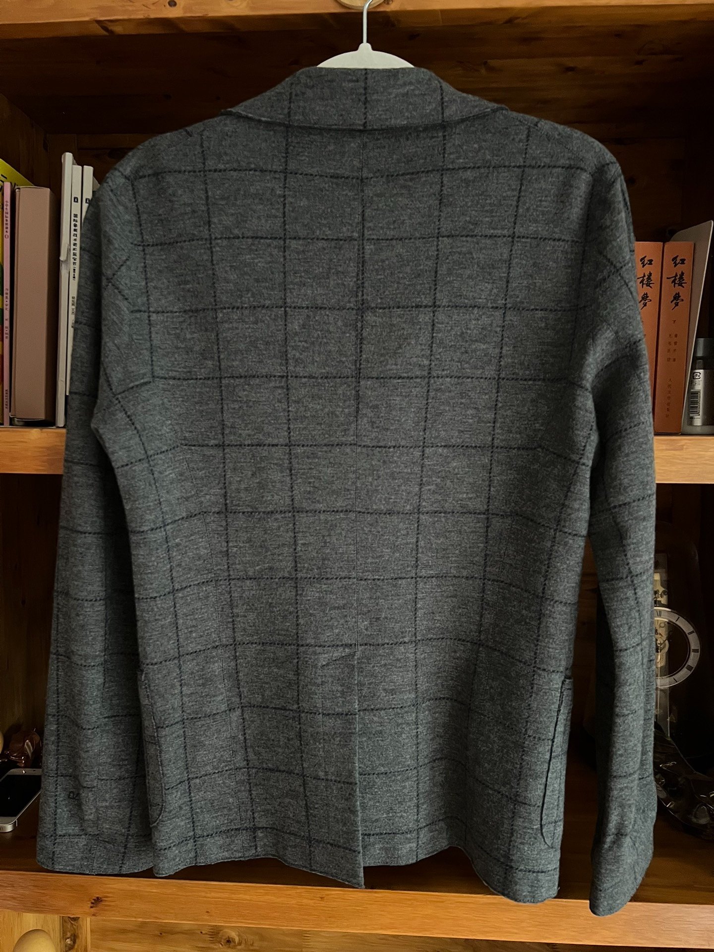 45r Women's Gray Wool Check Blazer — label