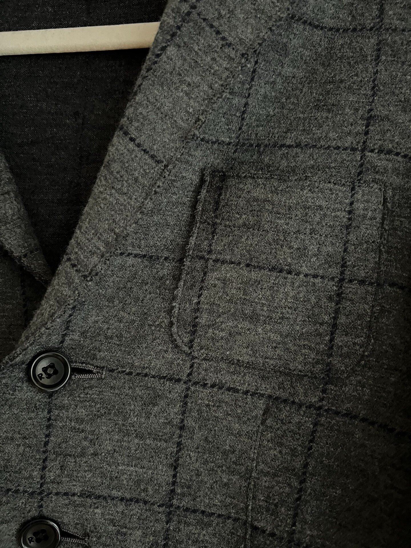 45r Women's Gray Wool Check Blazer — back
