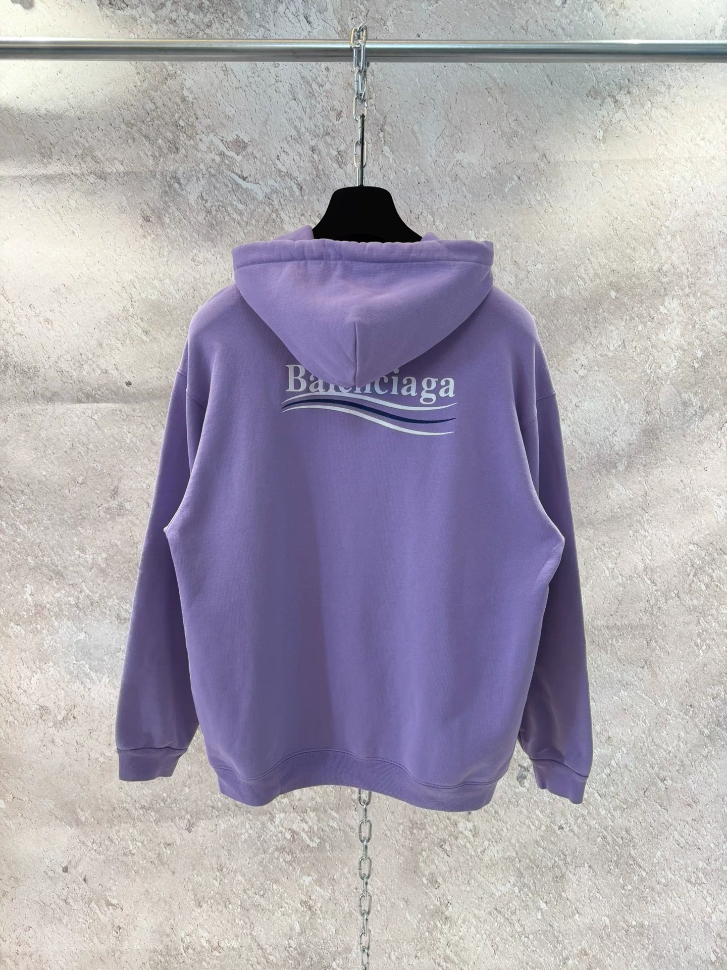 Balenciaga Purple Logo Embroidery Hoodie — detail