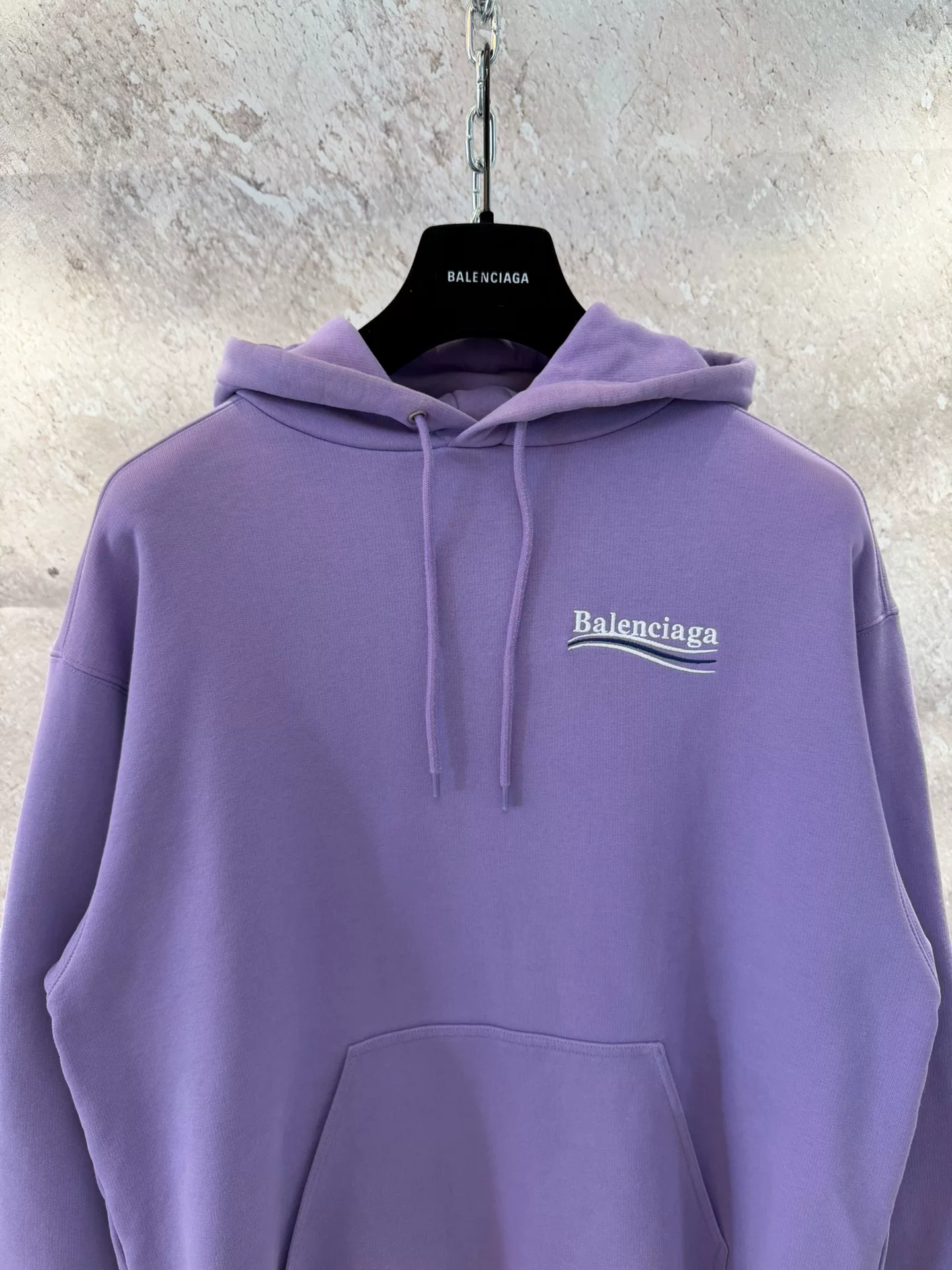 Balenciaga Purple Logo Embroidery Hoodie — front