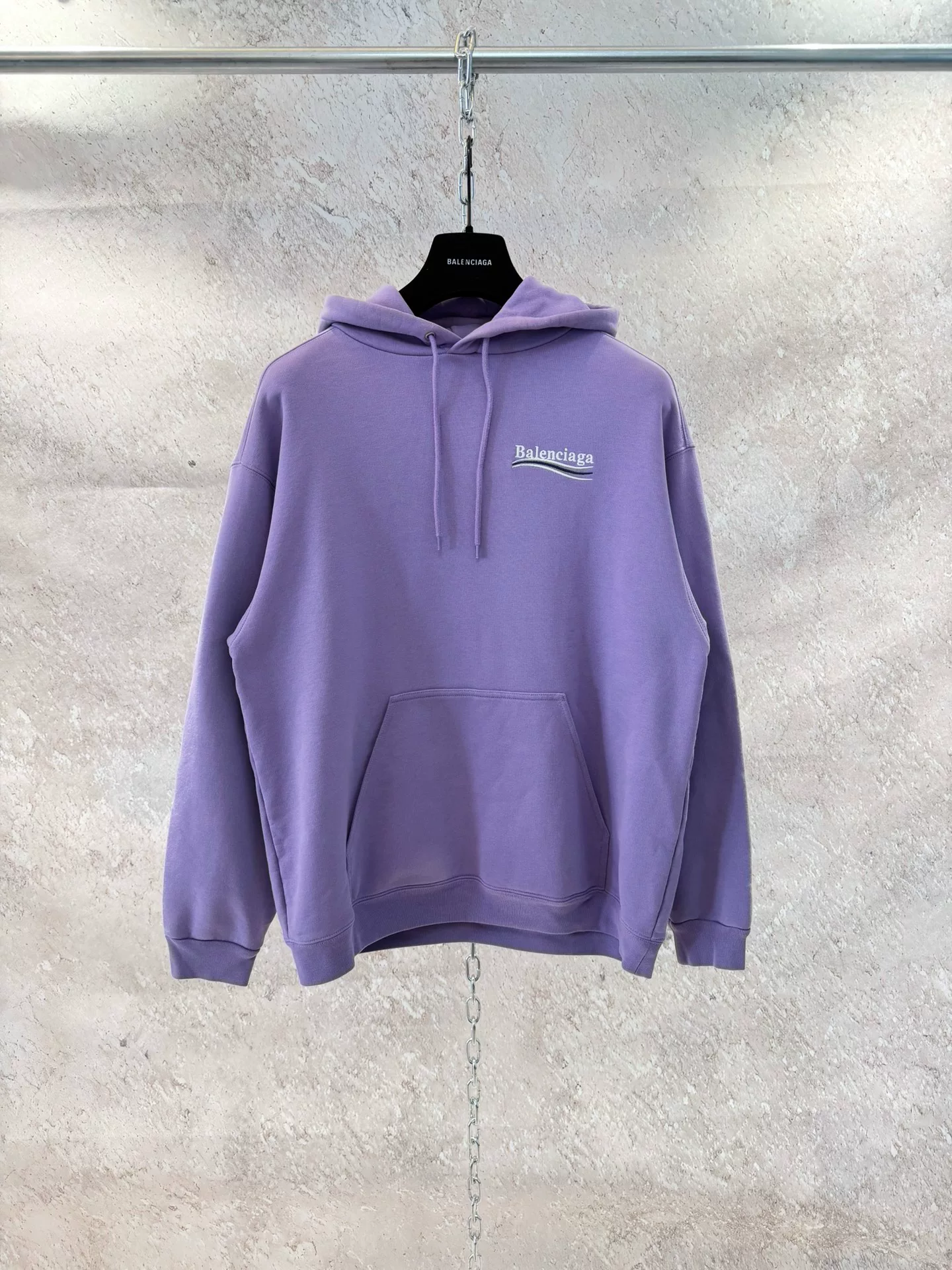 Balenciaga Purple Logo Embroidery Hoodie