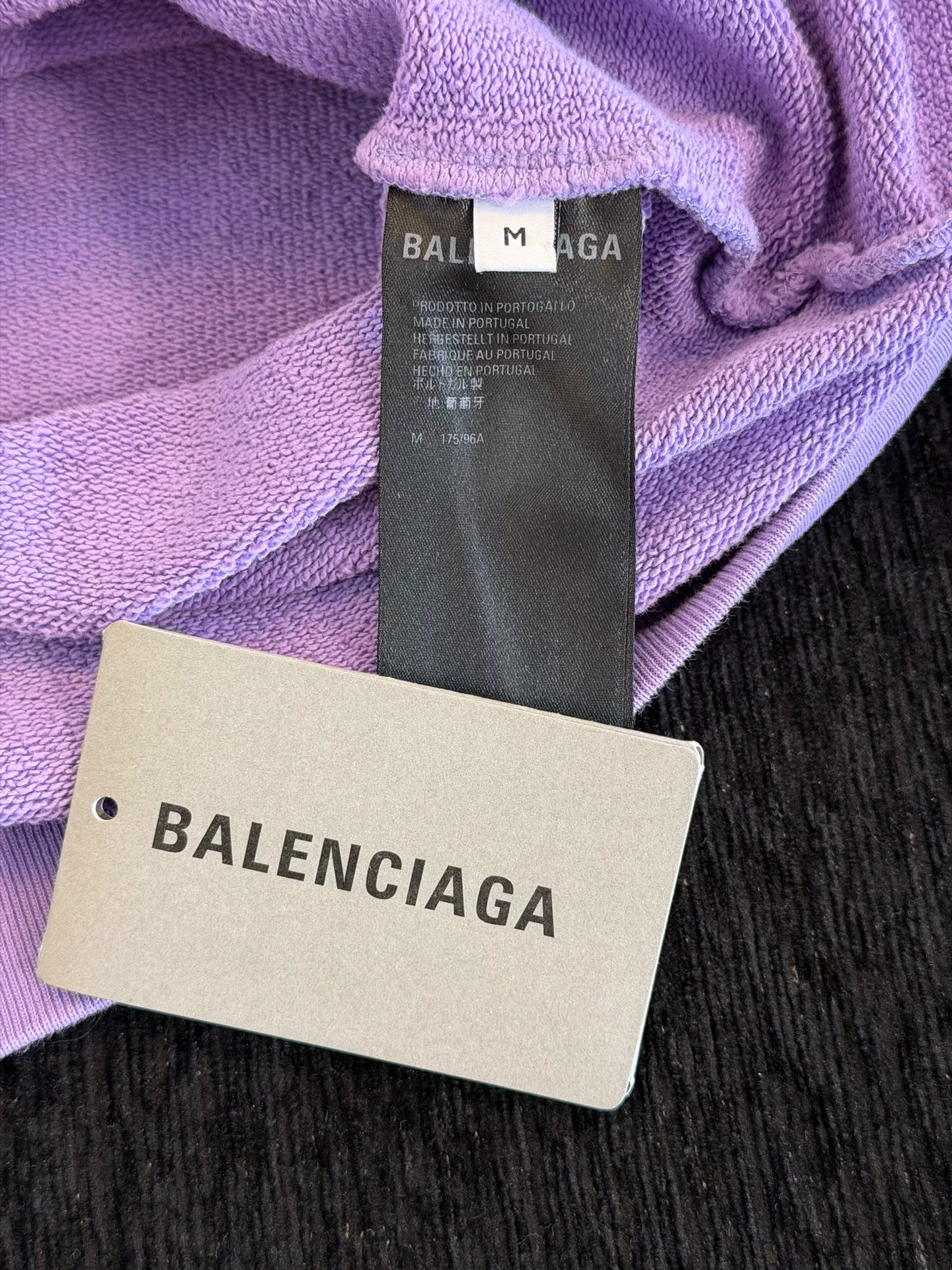 Balenciaga Purple Logo Embroidery Hoodie — label