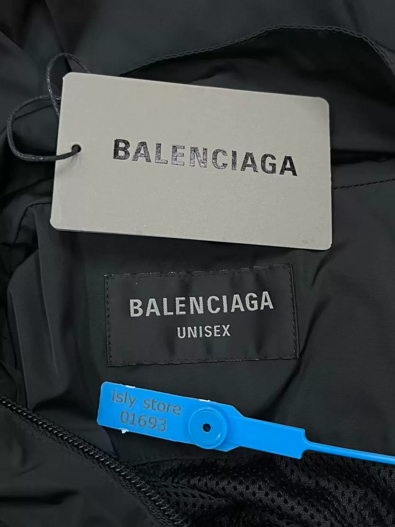 Balenciaga Black Zip-Up Jacket — label
