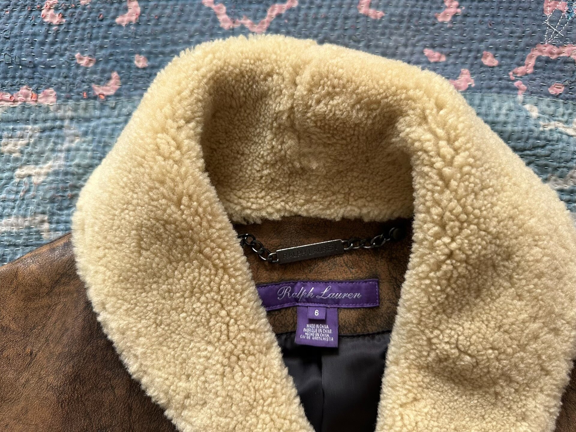 POLO Ralph Lauren Brown Leather Jacket — detail