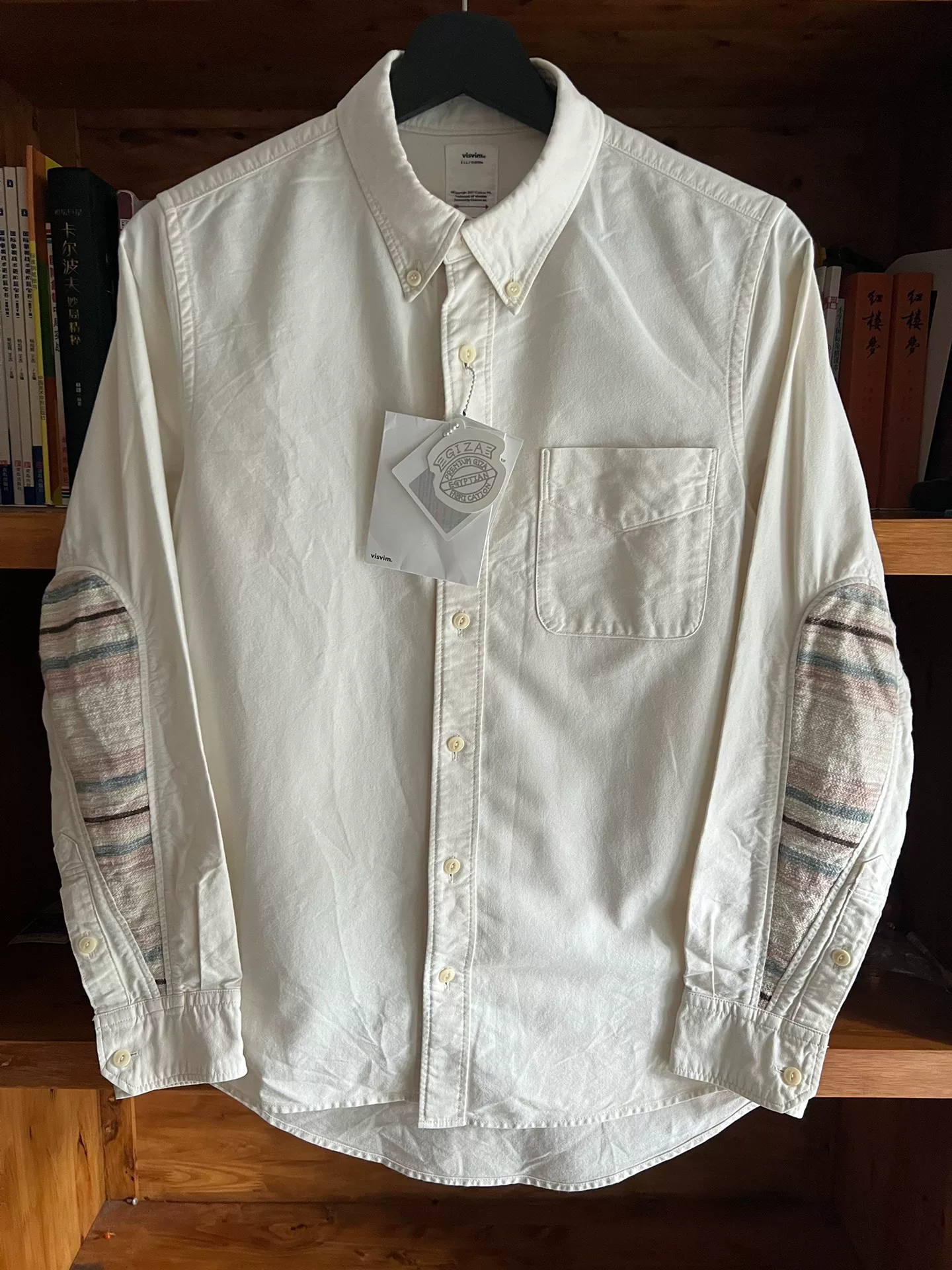 visvim GIZA Cotton White Mud-Dyed Drop-Sleeve Shirt