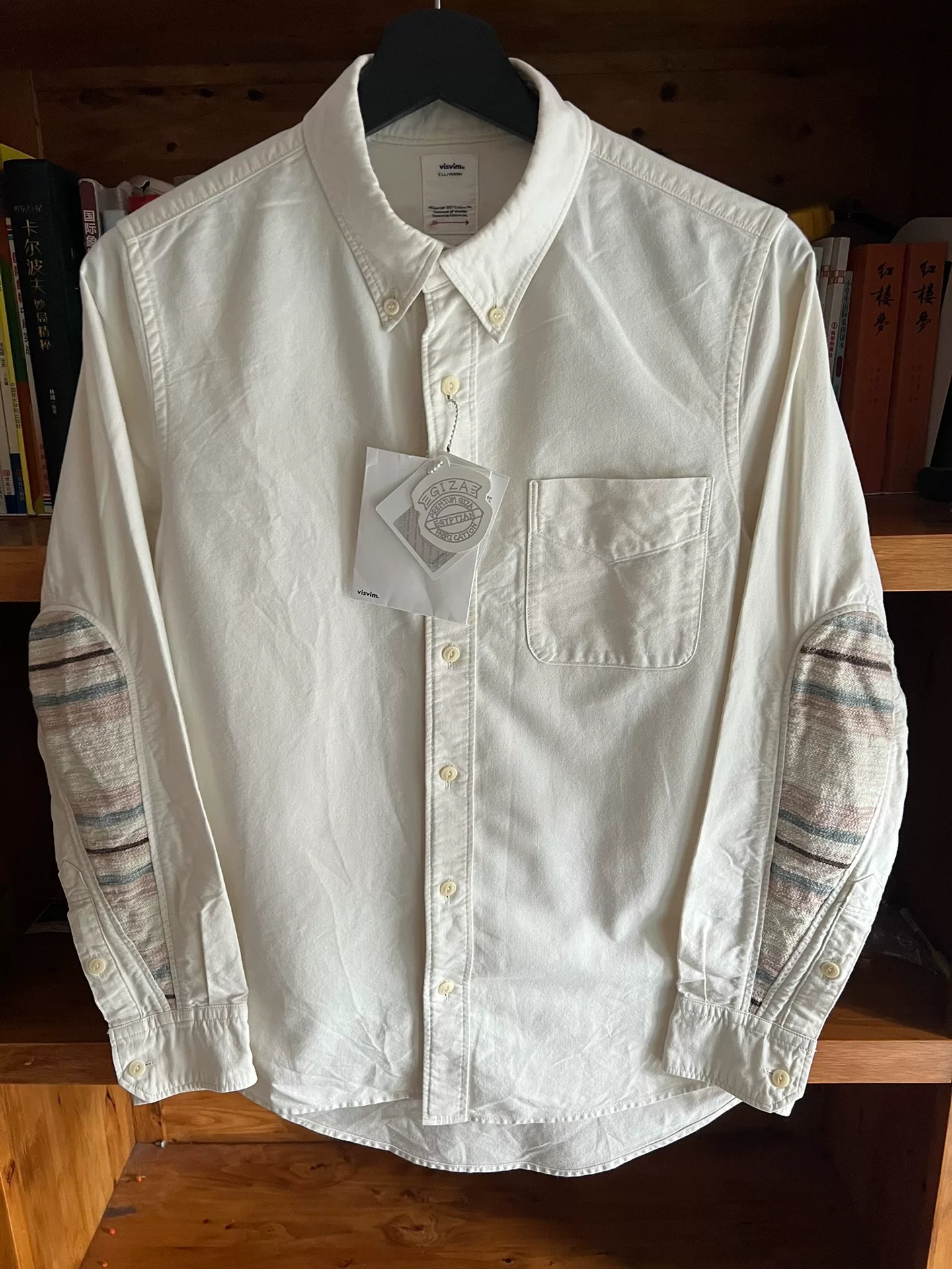 visvim GIZA Cotton White Mud-Dyed Drop-Sleeve Shirt — back