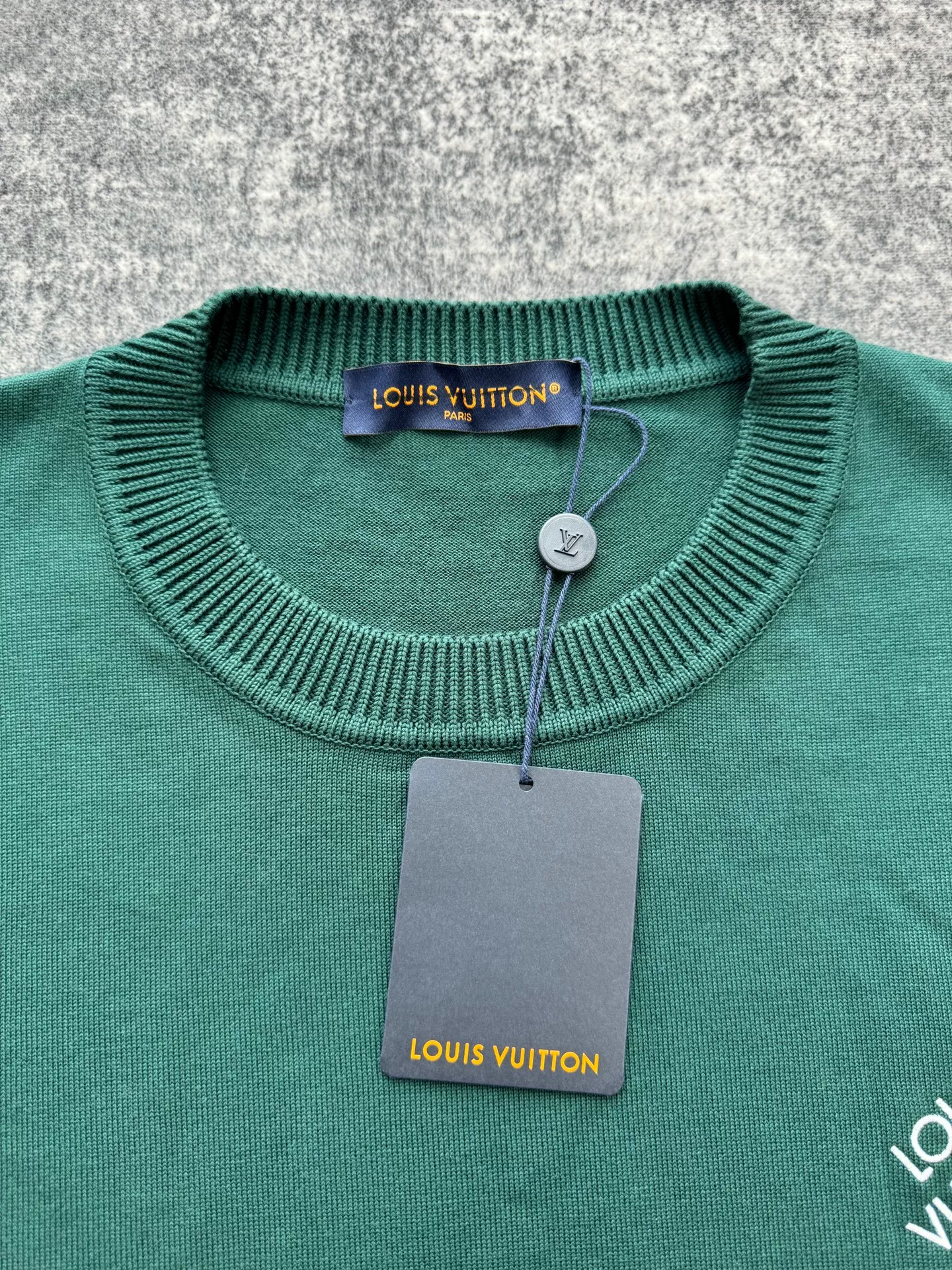 Louis Vuitton Dark Green Knit Short-Sleeve Top — back