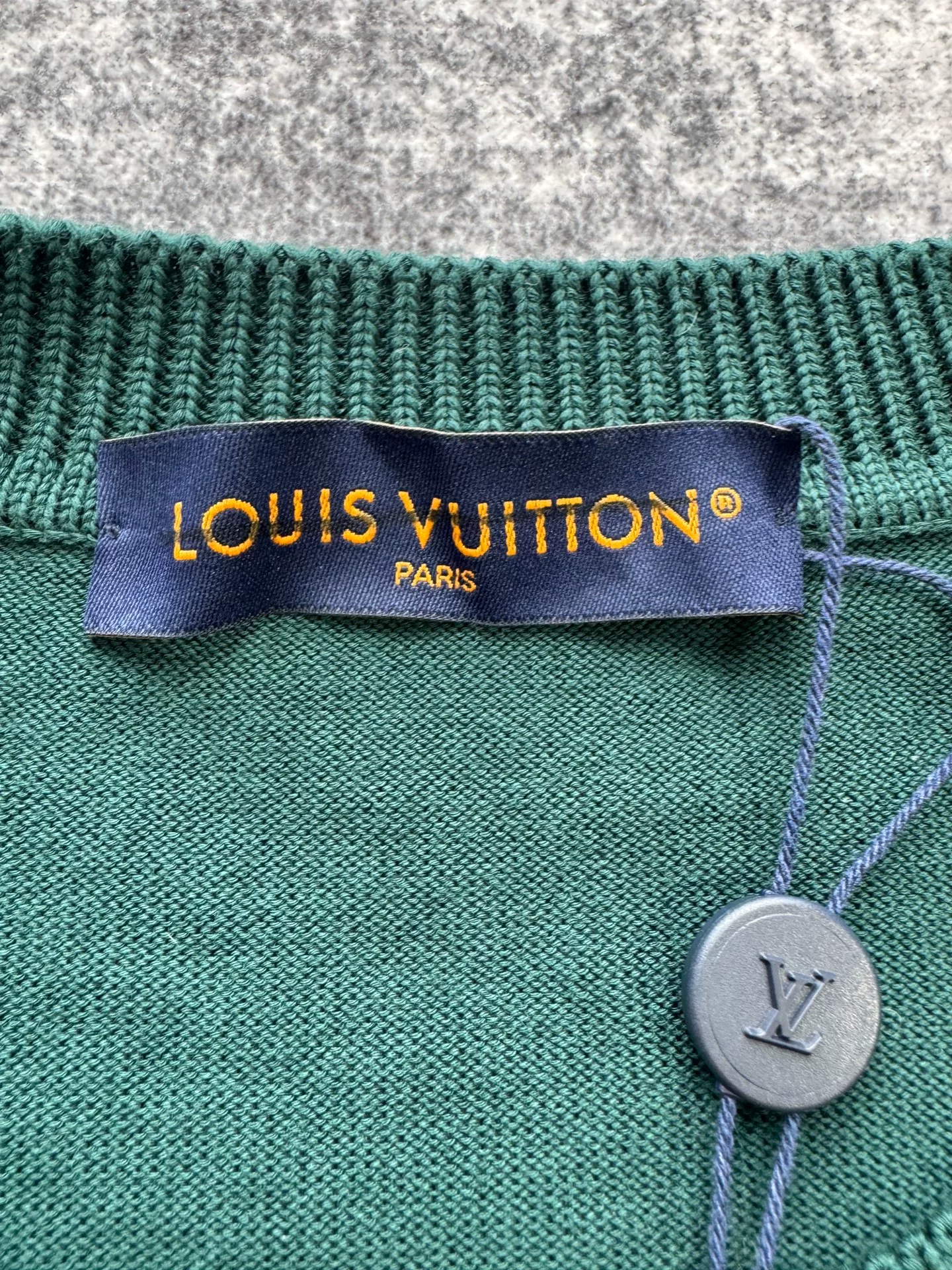 Louis Vuitton Dark Green Knit Short-Sleeve Top — detail