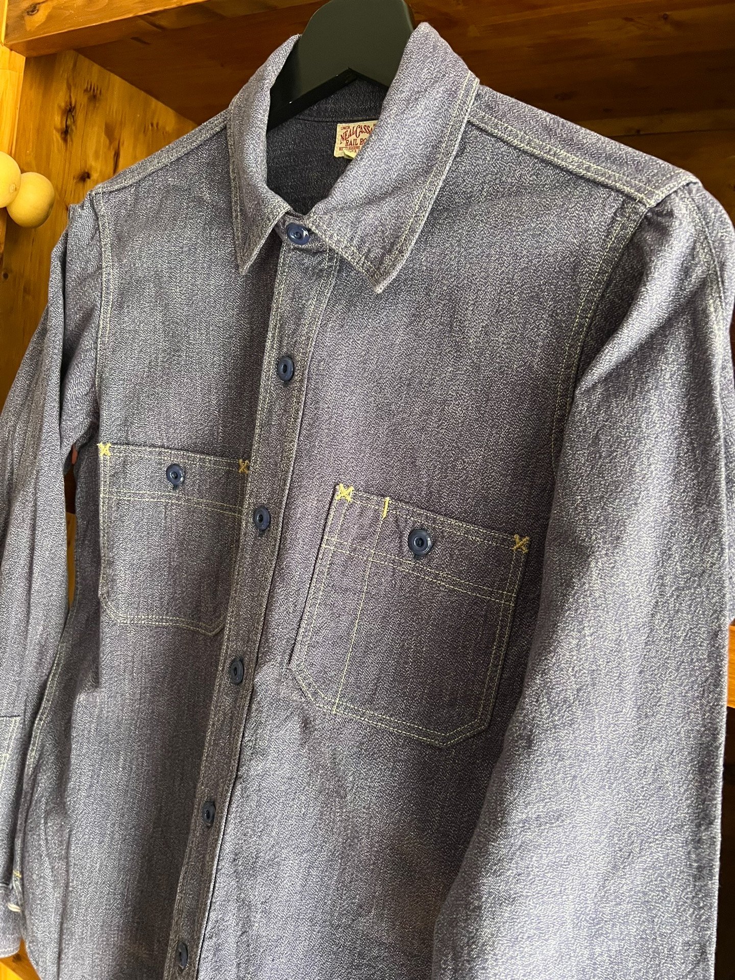 Freewheelers Indigo Selvedge Pepper Salt Work Shirt — back