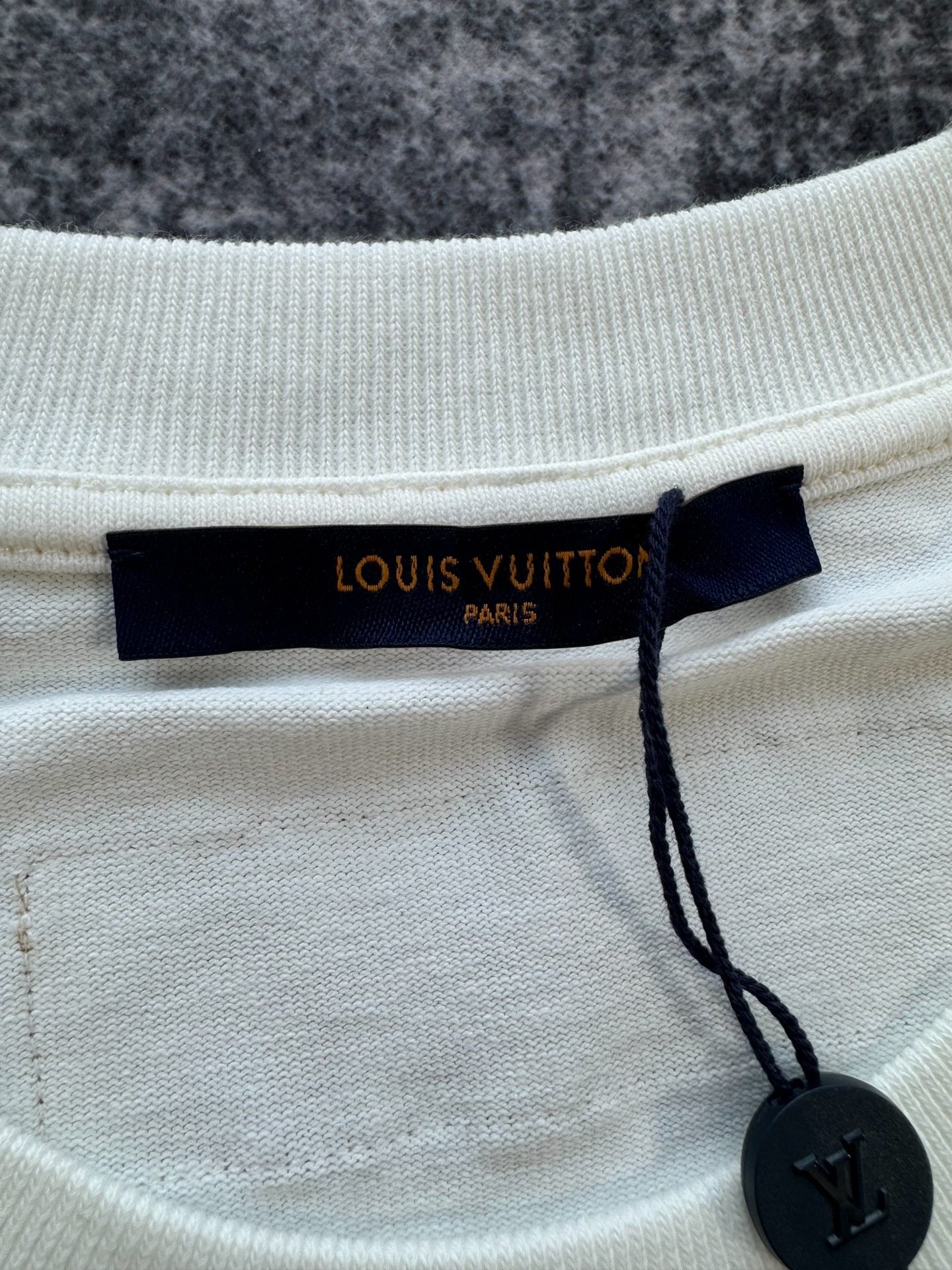 Louis Vuitton Neon Green Airplane Embroidered Tee — detail