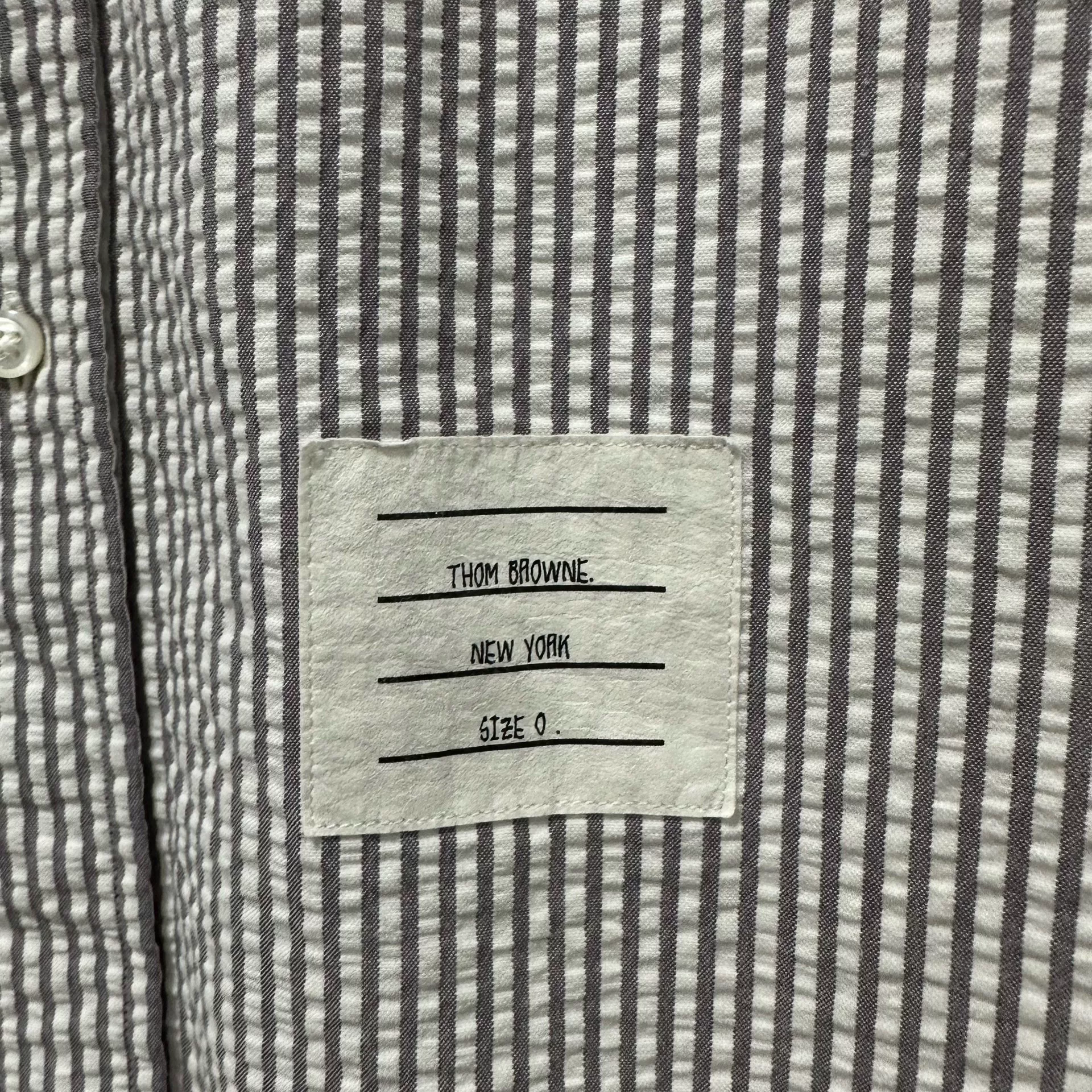 Thom Browne Gray White Striped Shirt — detail