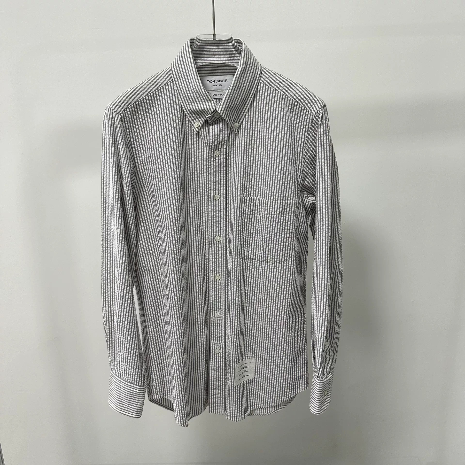 Thom Browne Gray White Striped Shirt