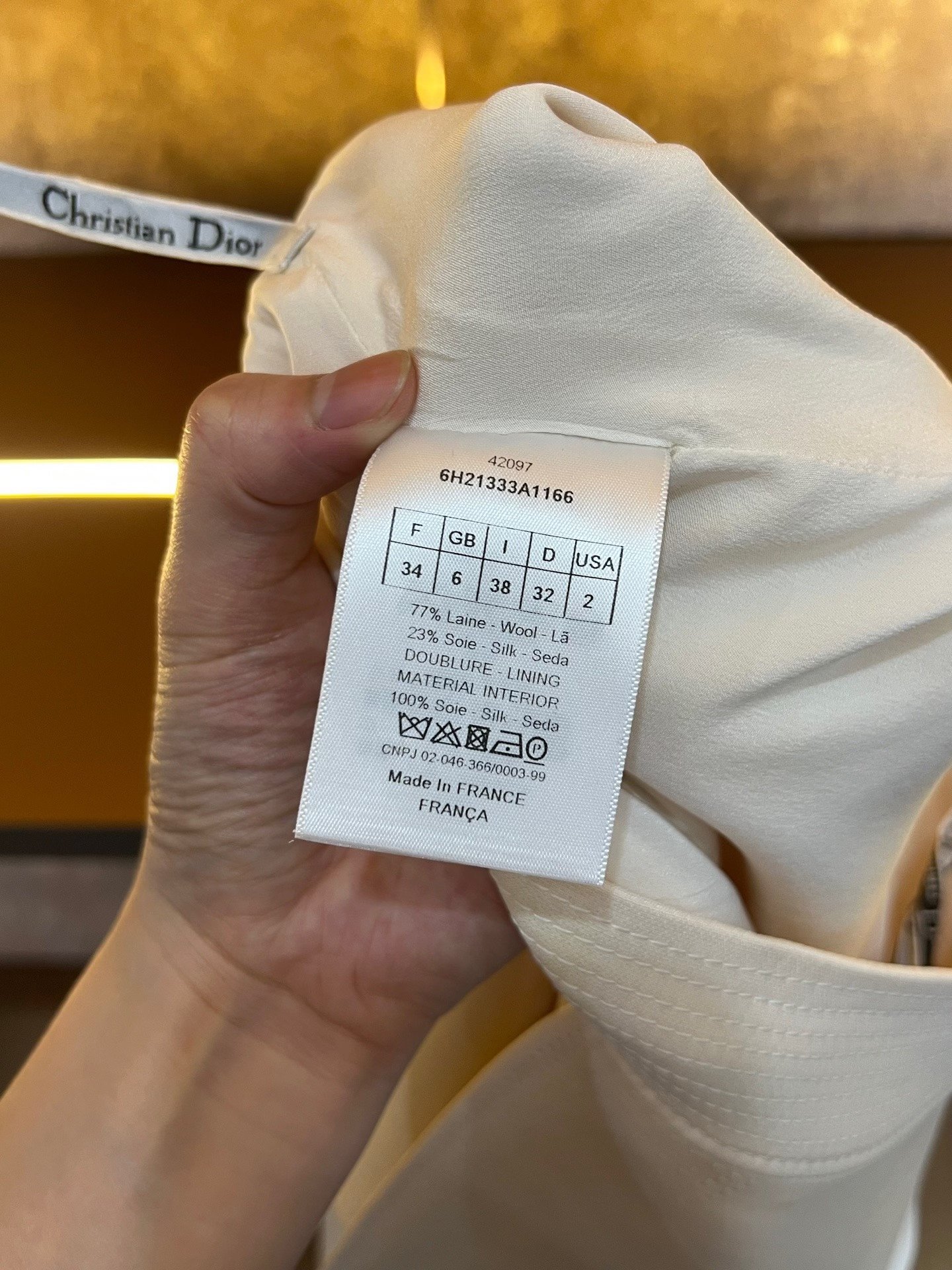 Dior White Asymmetrical Skirt — detail