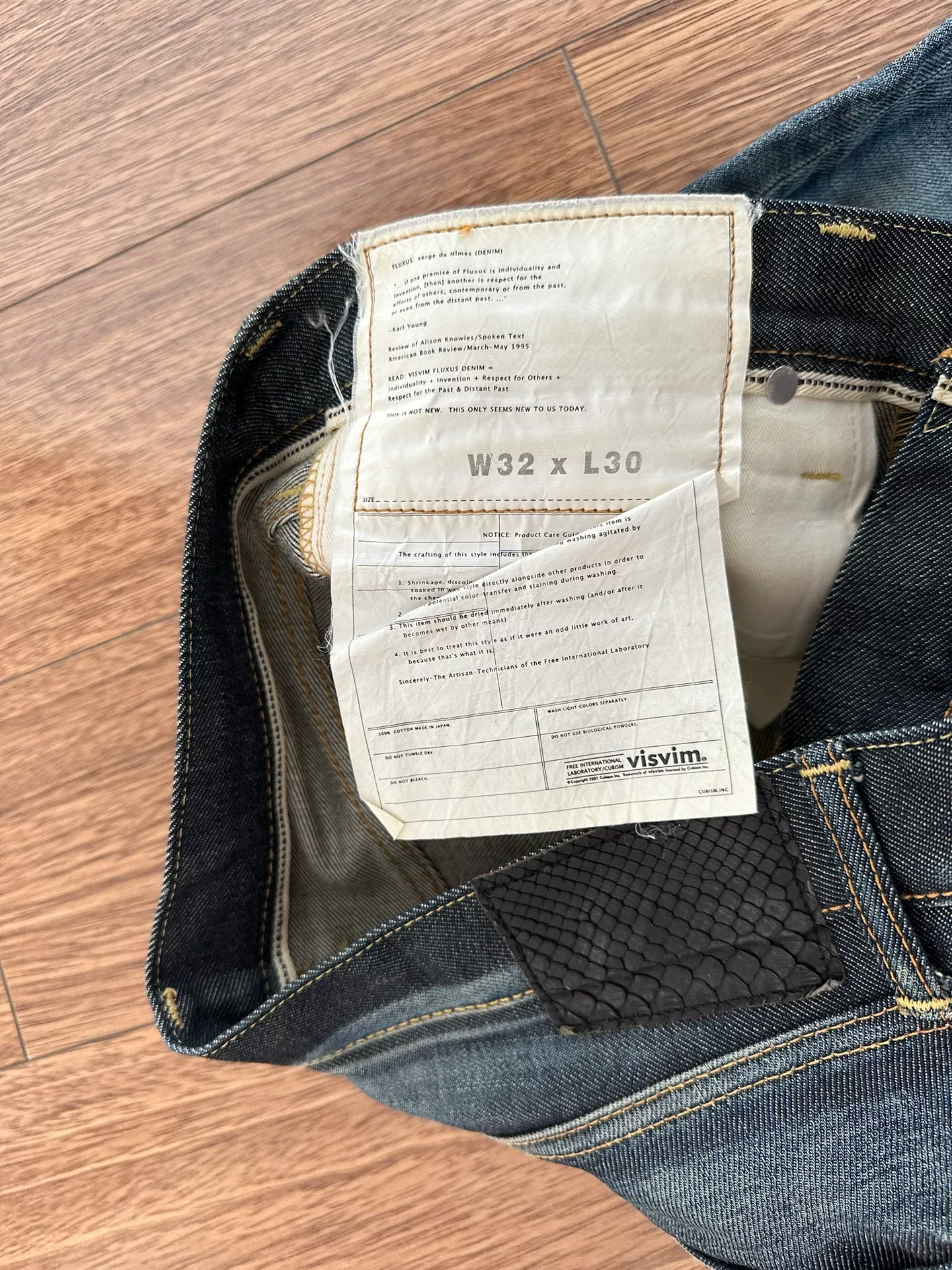 VISVIM Social Sculpture Non Washed Jeans — detail