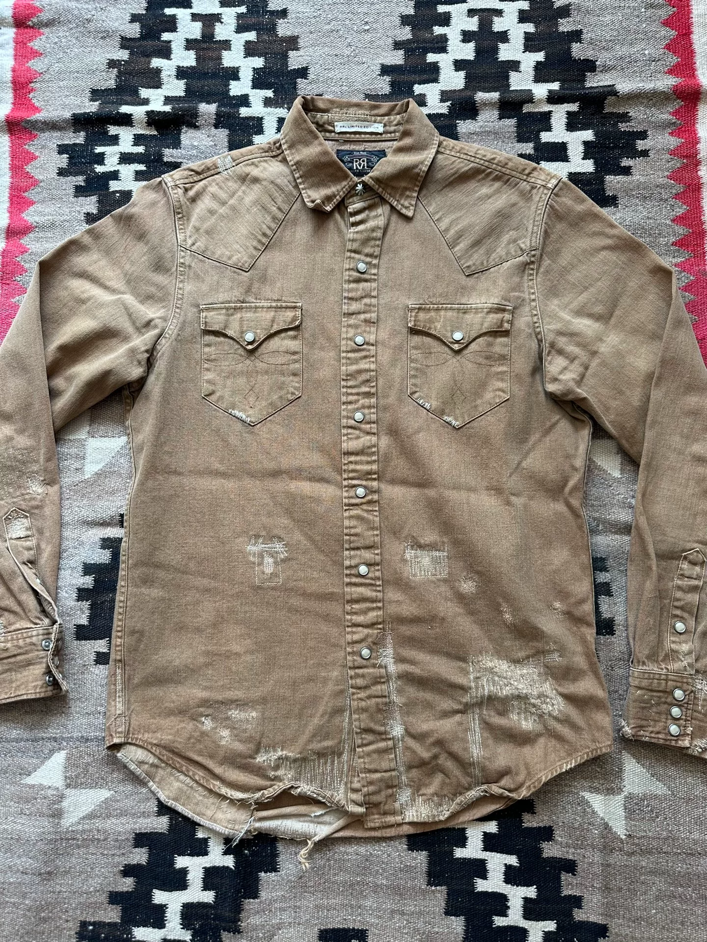RRL Distressed Western Shirt