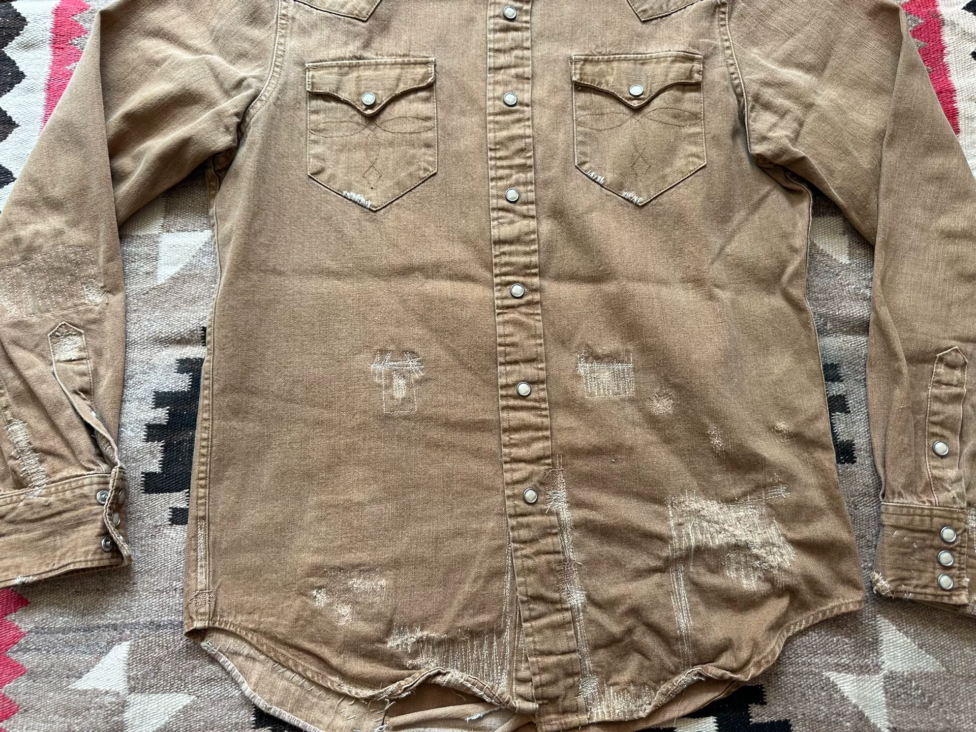 RRL Distressed Western Shirt — detail