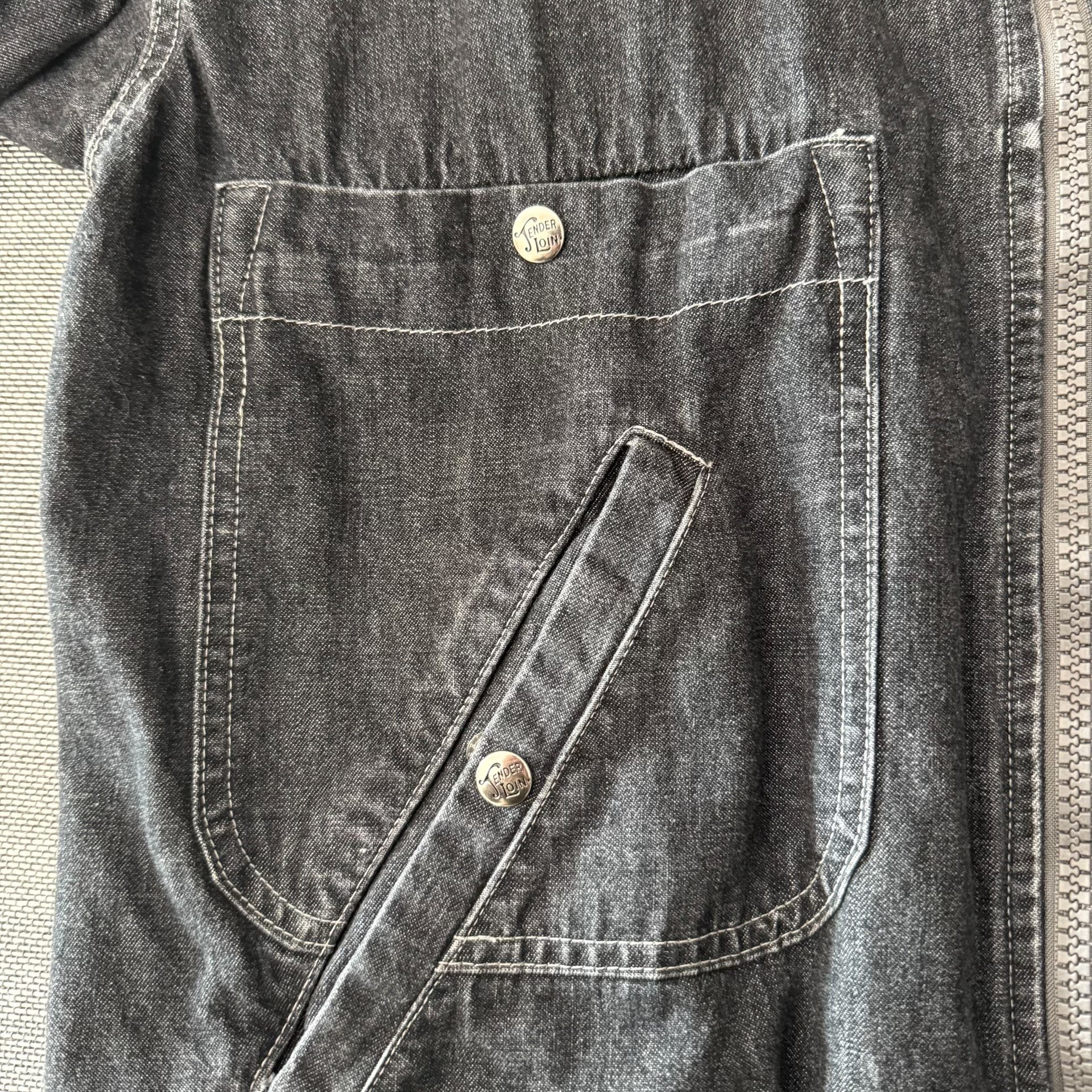 Tenderloin Ma1 Black Washed Denim Jacket — back