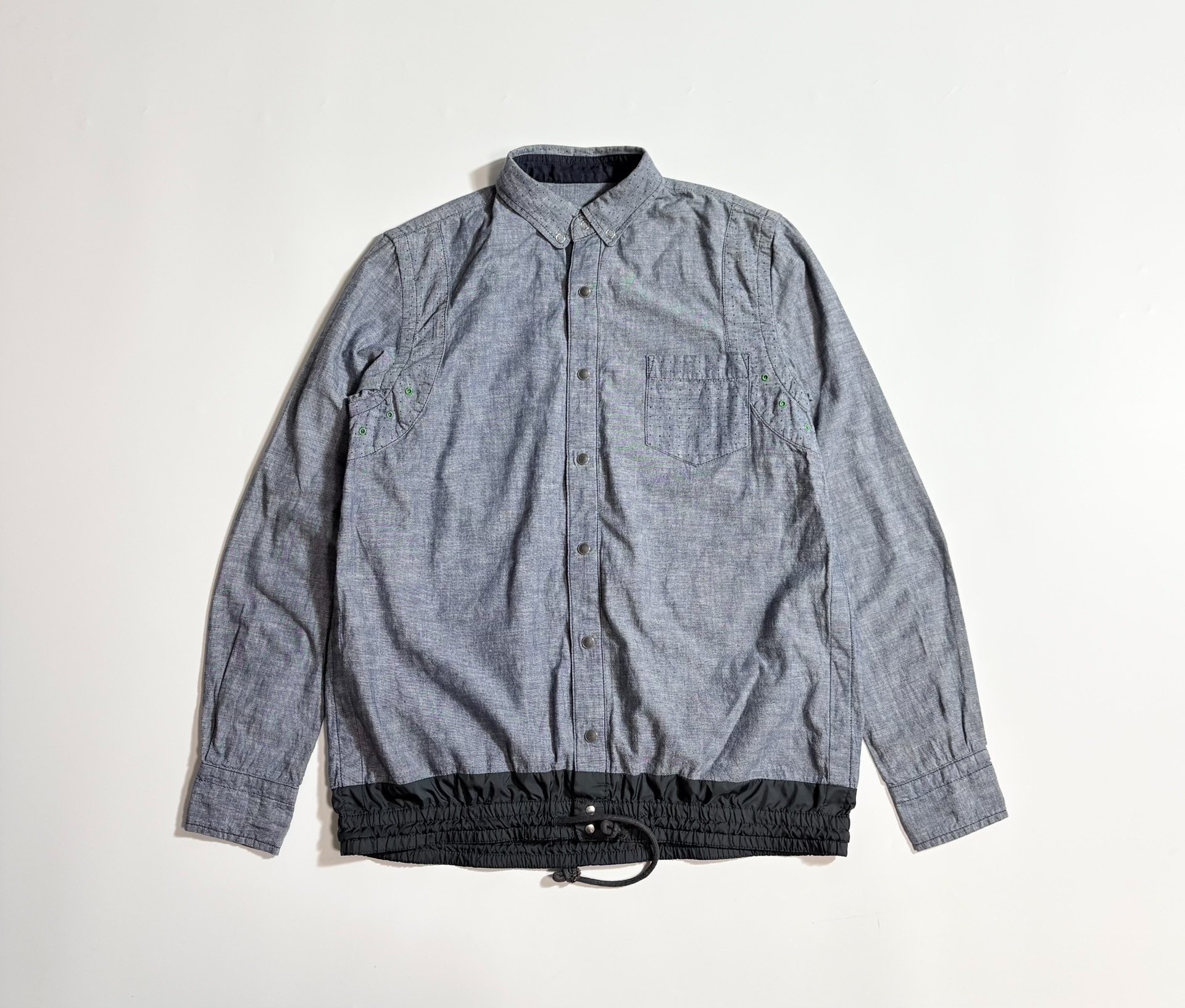 SACAI Gray Paneled Button-Front Shirt