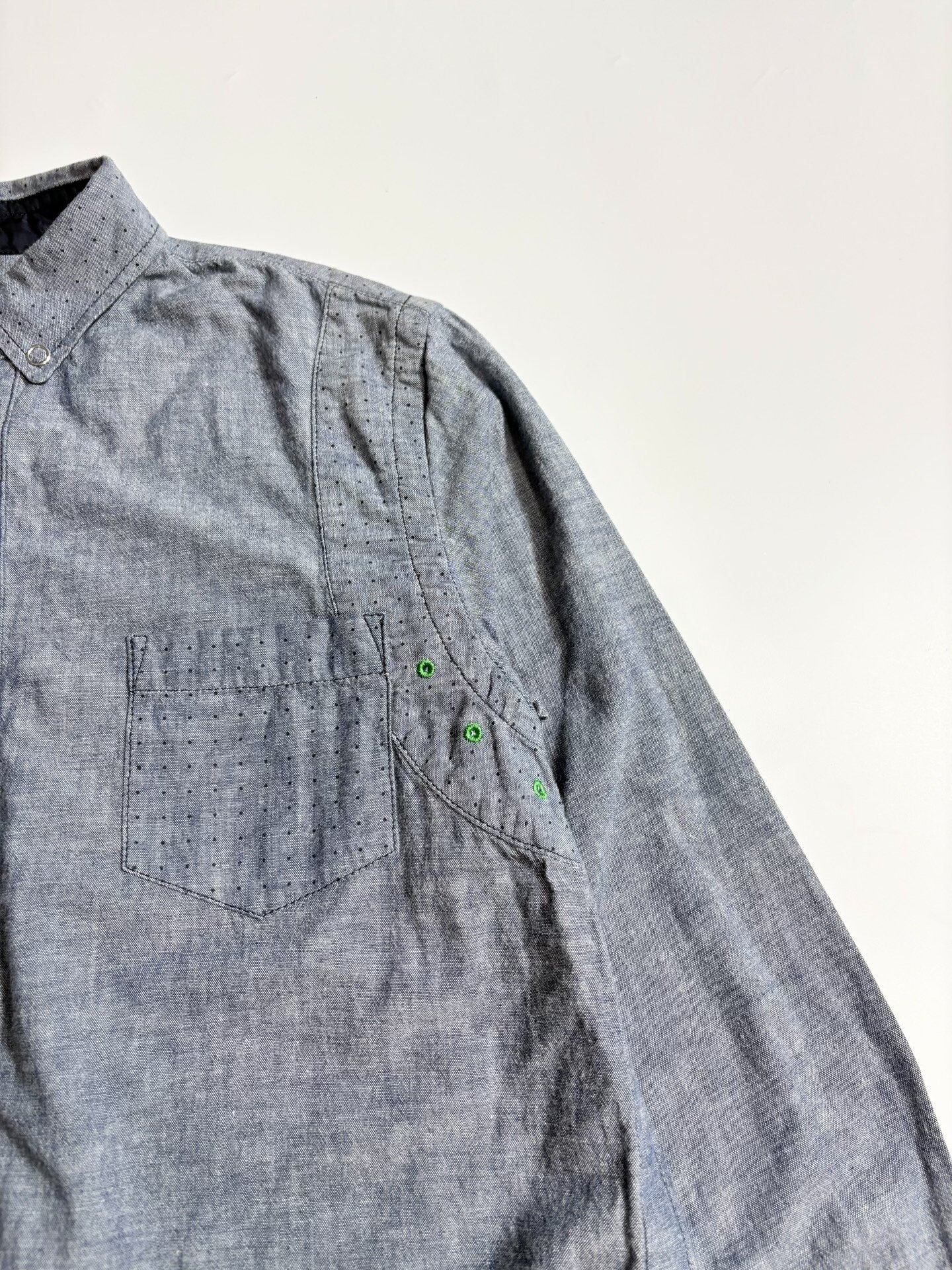 SACAI Gray Paneled Button-Front Shirt — front