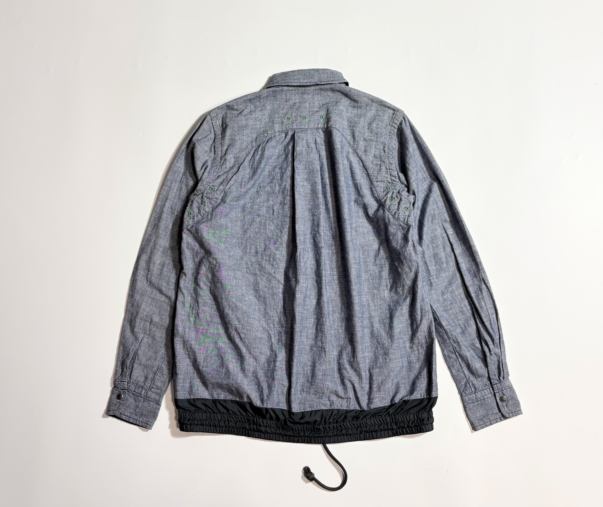 SACAI Gray Paneled Button-Front Shirt — back