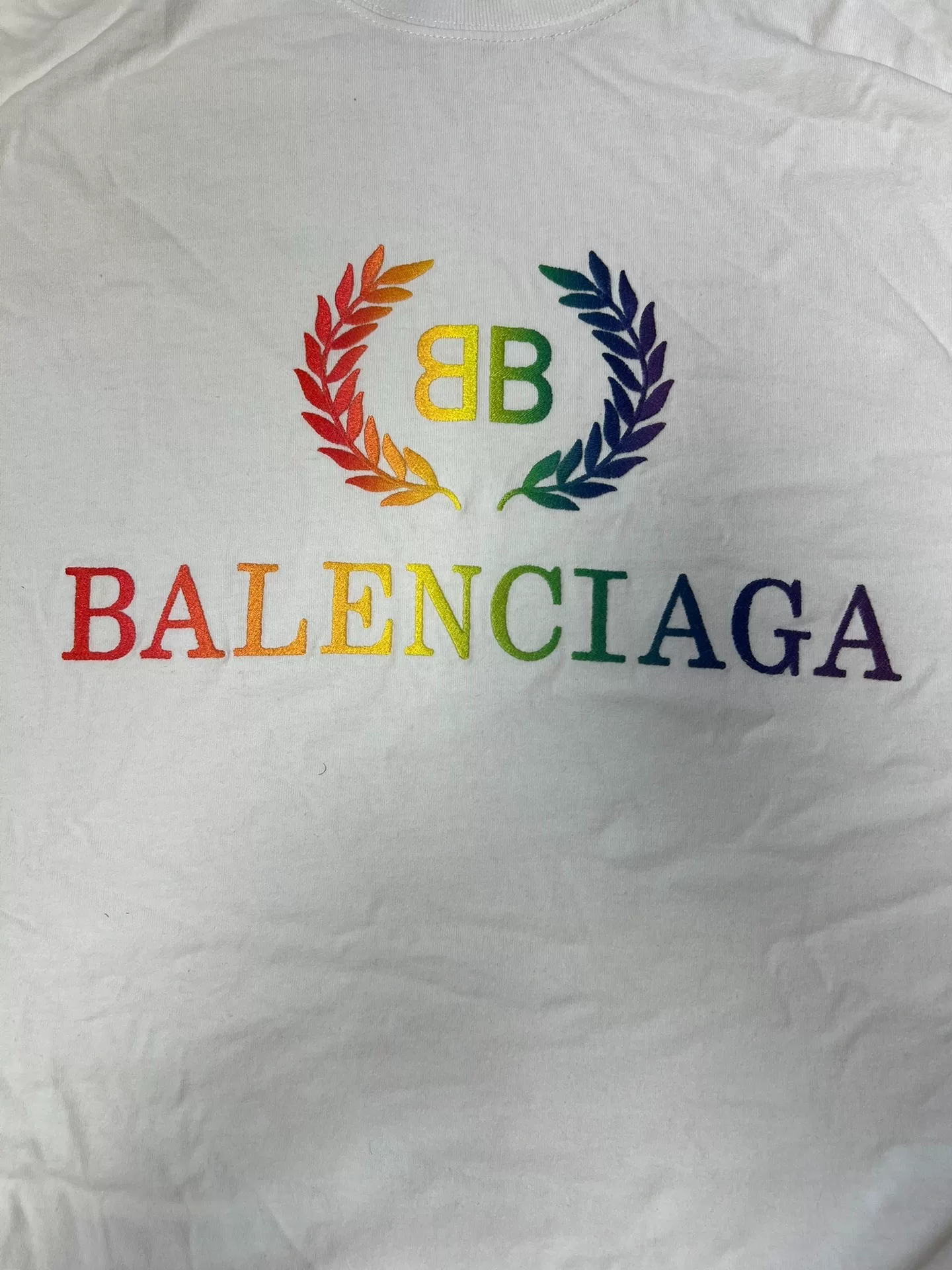 Balenciaga Rainbow Logo Oversized T-Shirt — detail
