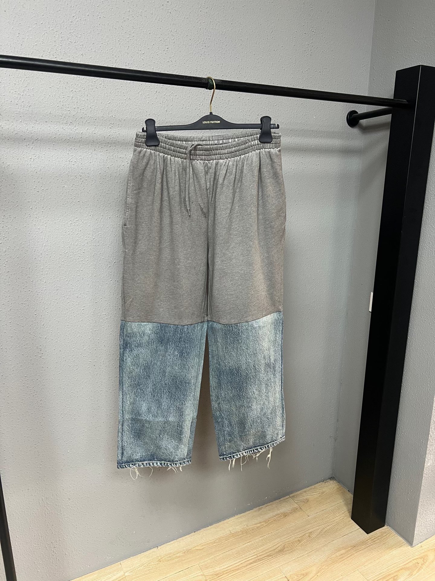 Balenciaga Denim Patchwork Distressed Sweatpants