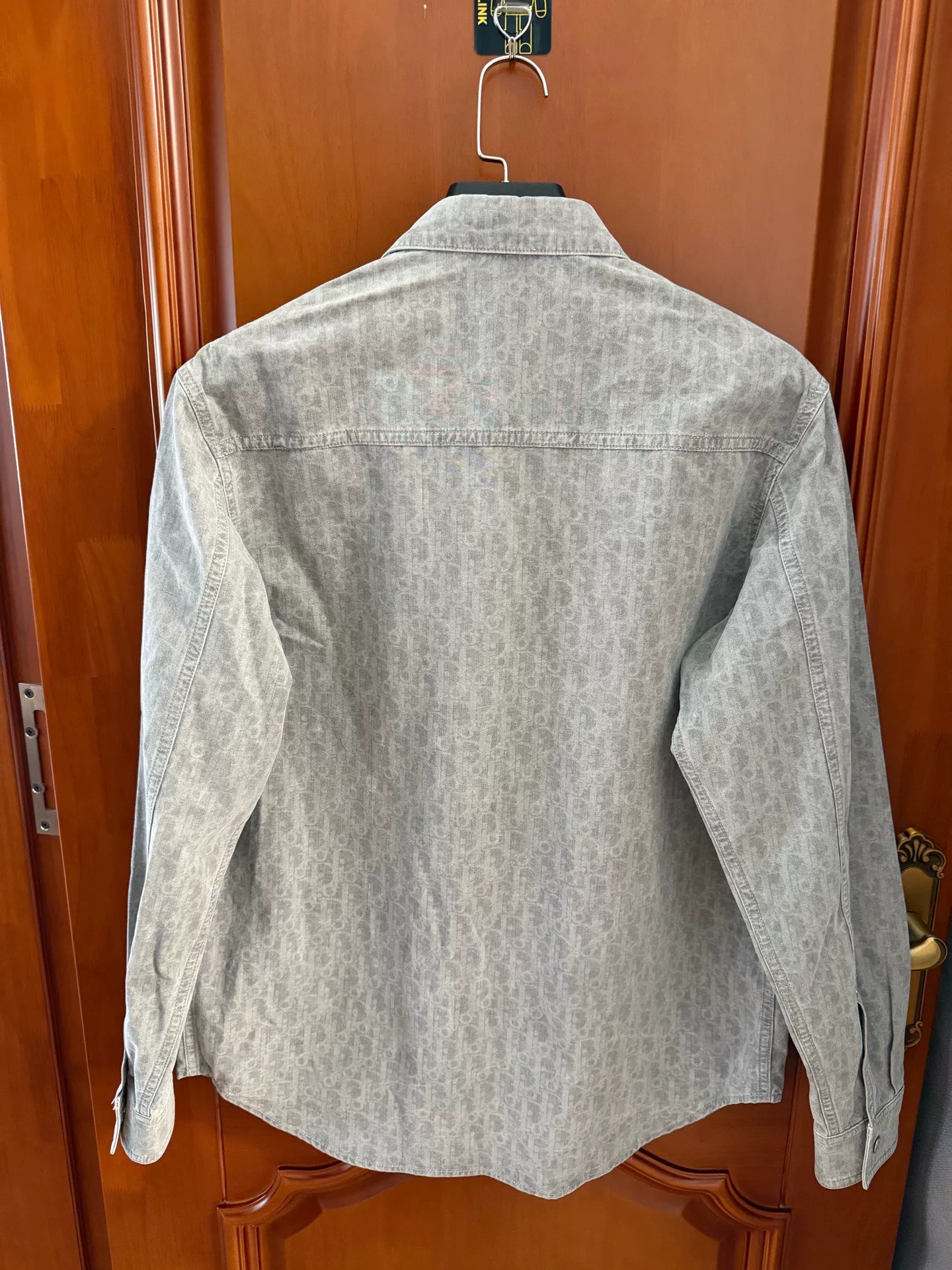 Dior Gray All-Over Logo Denim Shirt — front