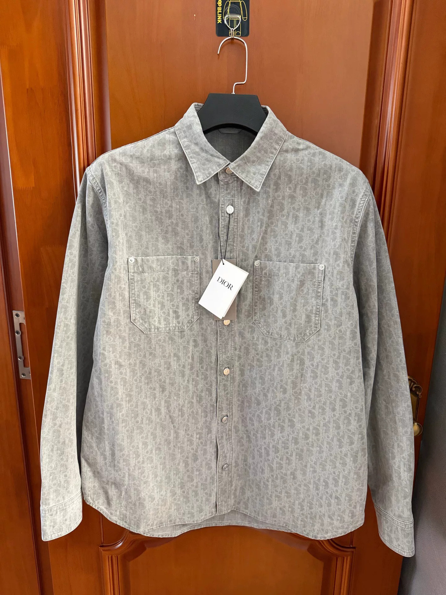 Dior Gray All-Over Logo Denim Shirt