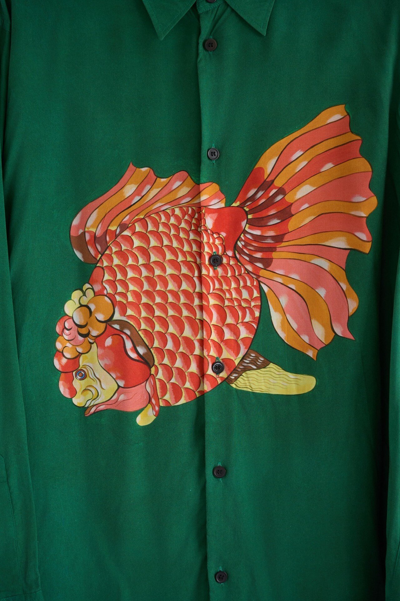 Yohji Yamamoto 23AW Ukiyo-e Goldfish Shirt — detail