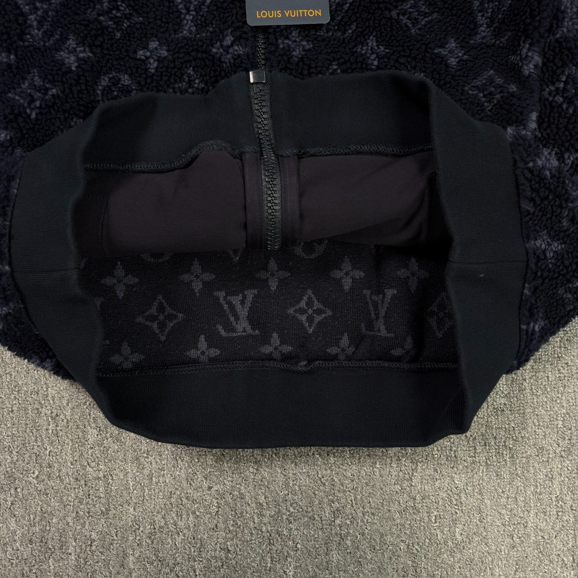 Louis Vuitton Full-Print Logo Fleece Jacket — label