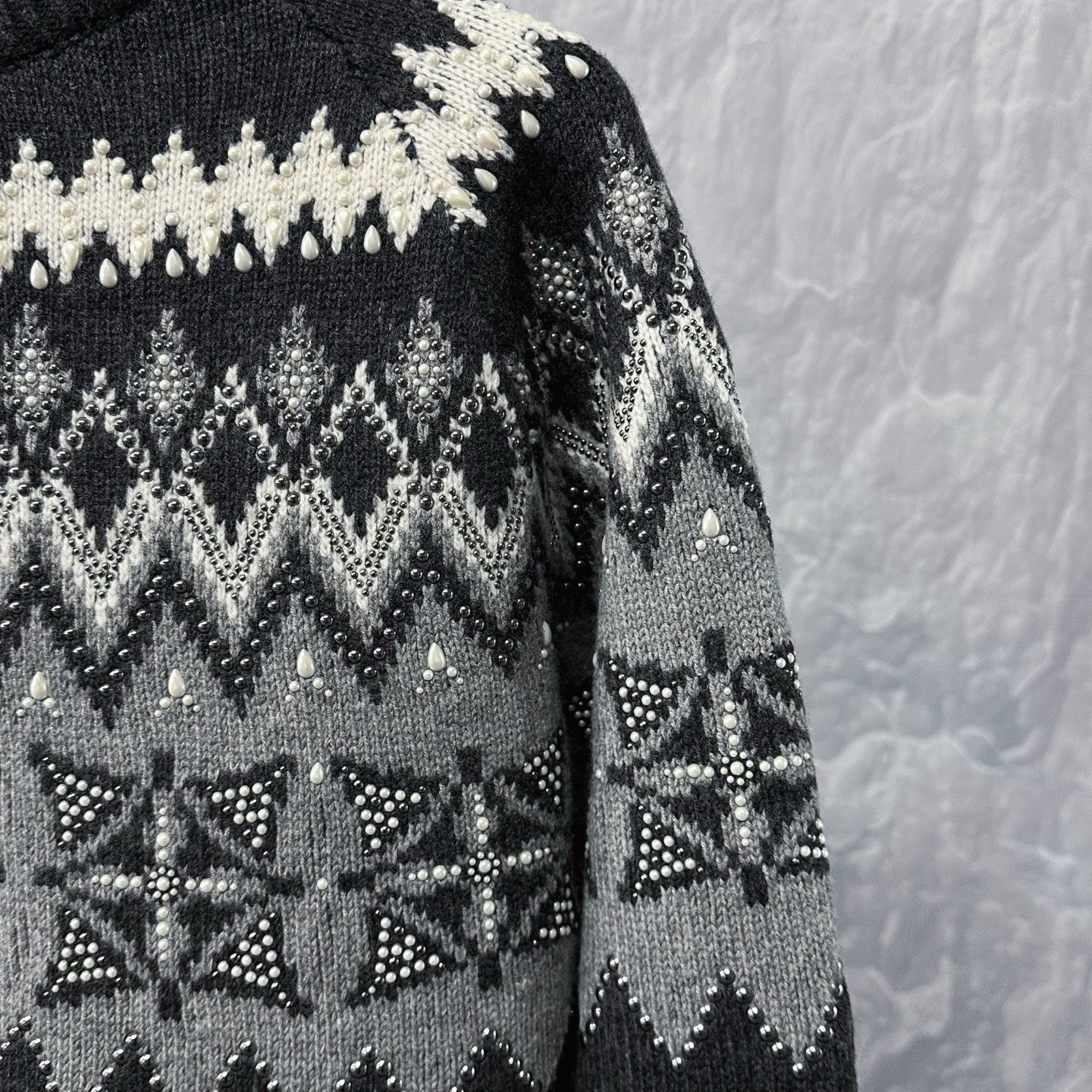 Louis Vuitton SS25 Ski Beaded Fair Isle Sweater — detail