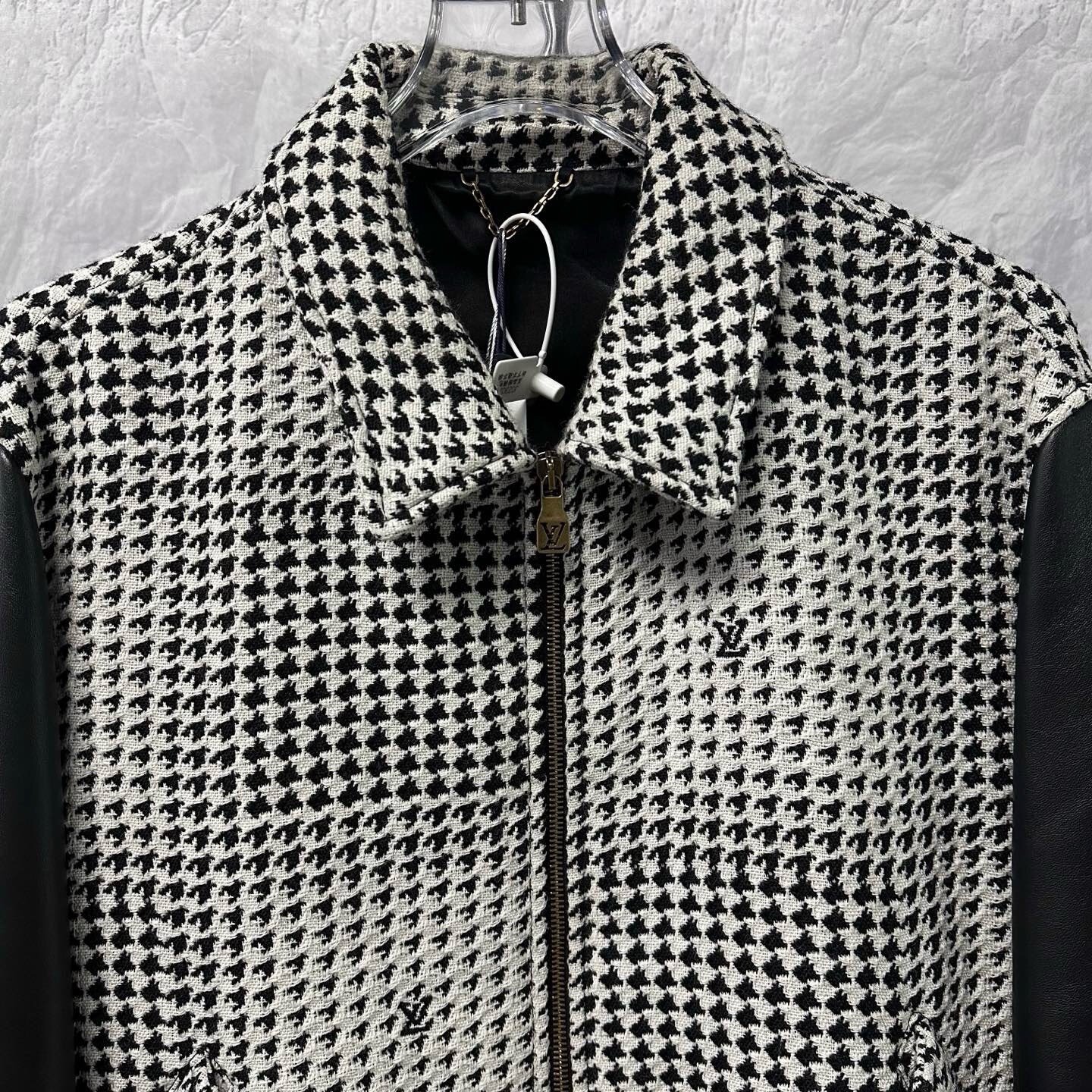 Louis Vuitton Houndstooth Leather Patchwork Jacket — front