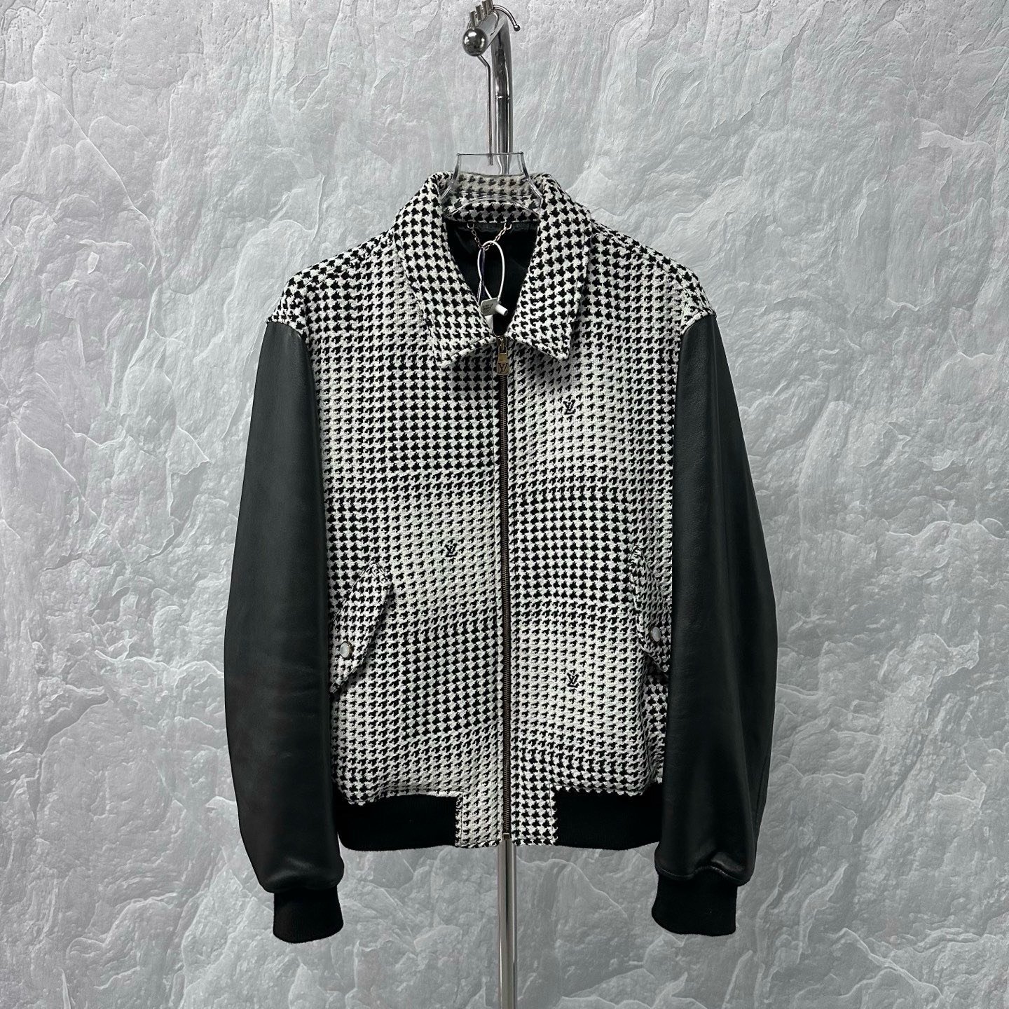 Louis Vuitton Houndstooth Leather Patchwork Jacket