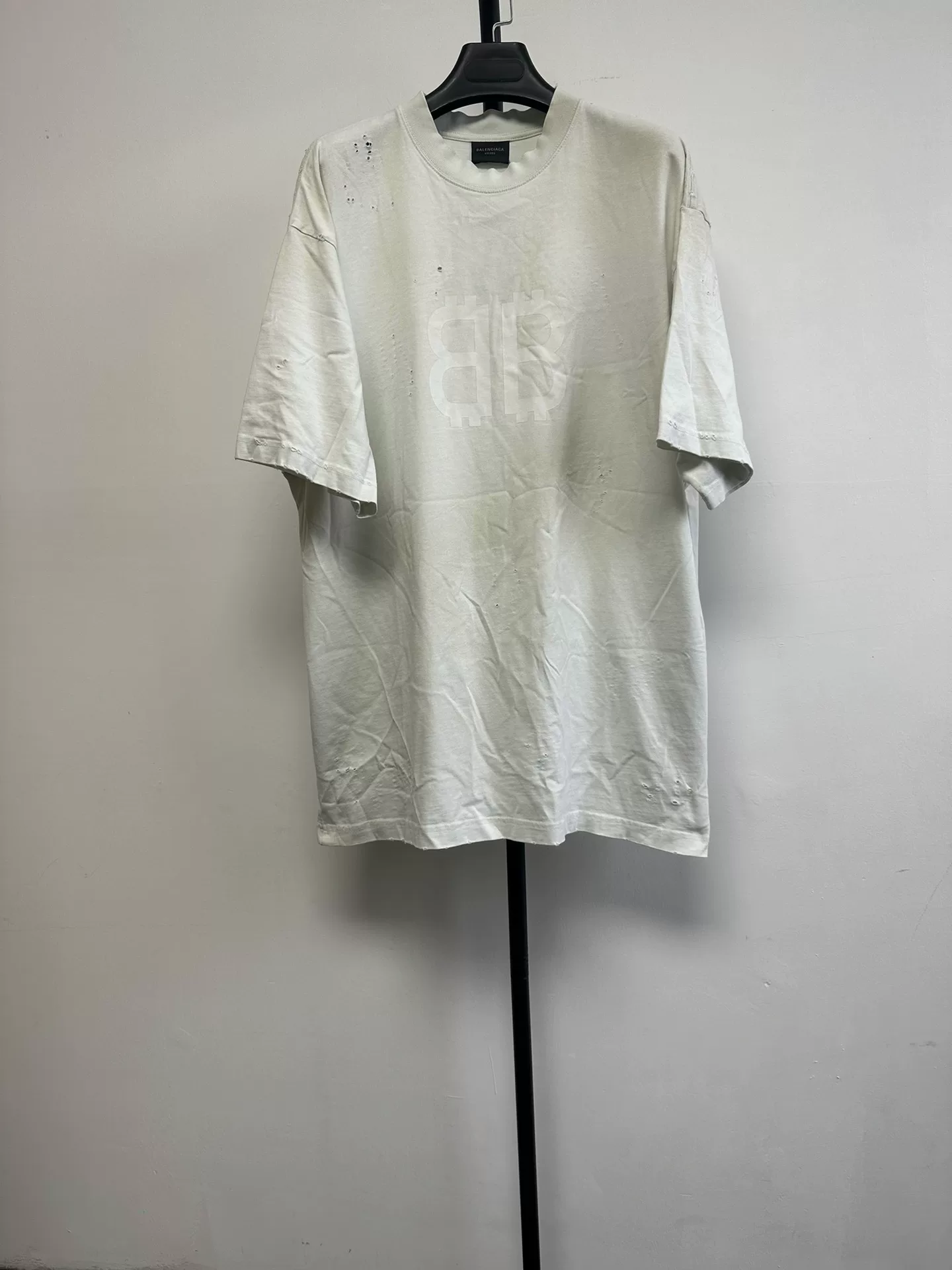 Balenciaga BB Print Distressed Short-Sleeve T-Shirt