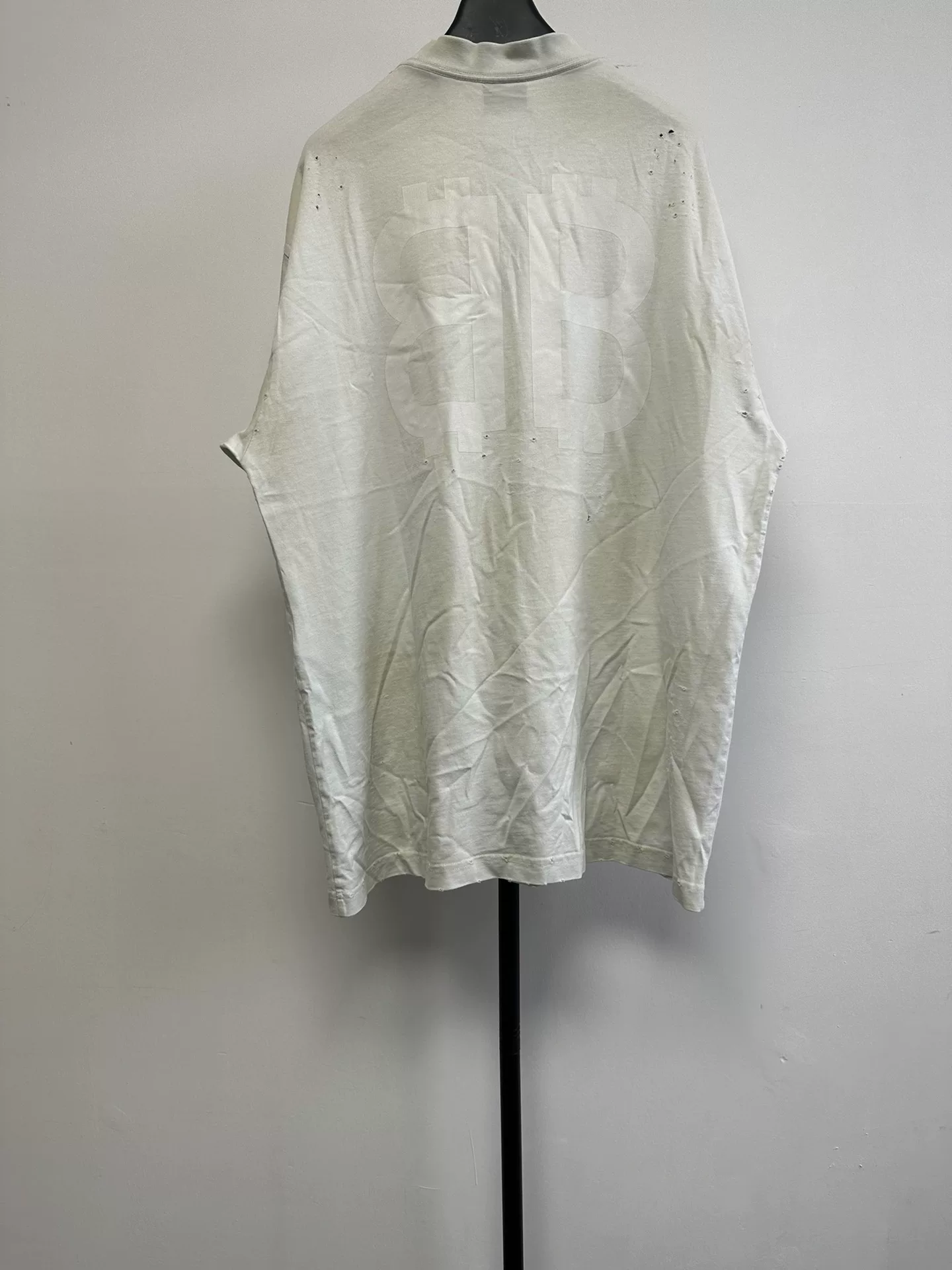 Balenciaga BB Print Distressed Short-Sleeve T-Shirt — front