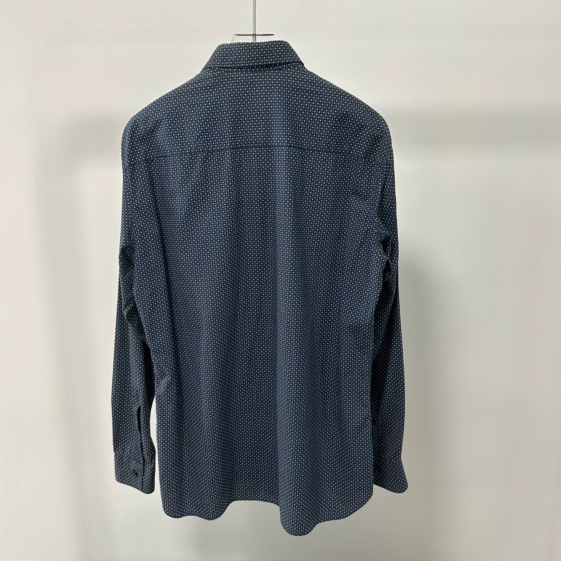 Z Zegna Dark Blue Polka Dot Shirt — back
